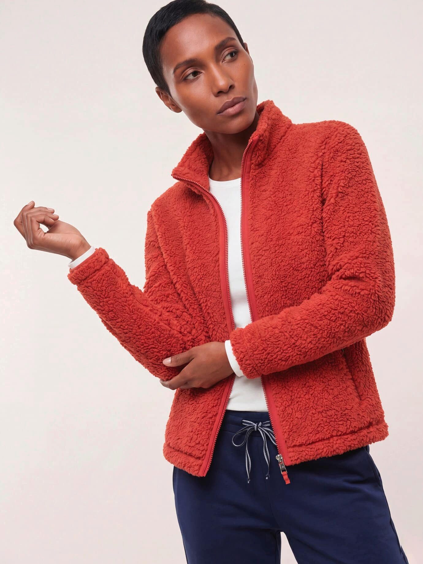 Walbusch Fleecejacke Damen Jacke aus Teddyfleece Stehkragen, pflegeleicht, wärmend