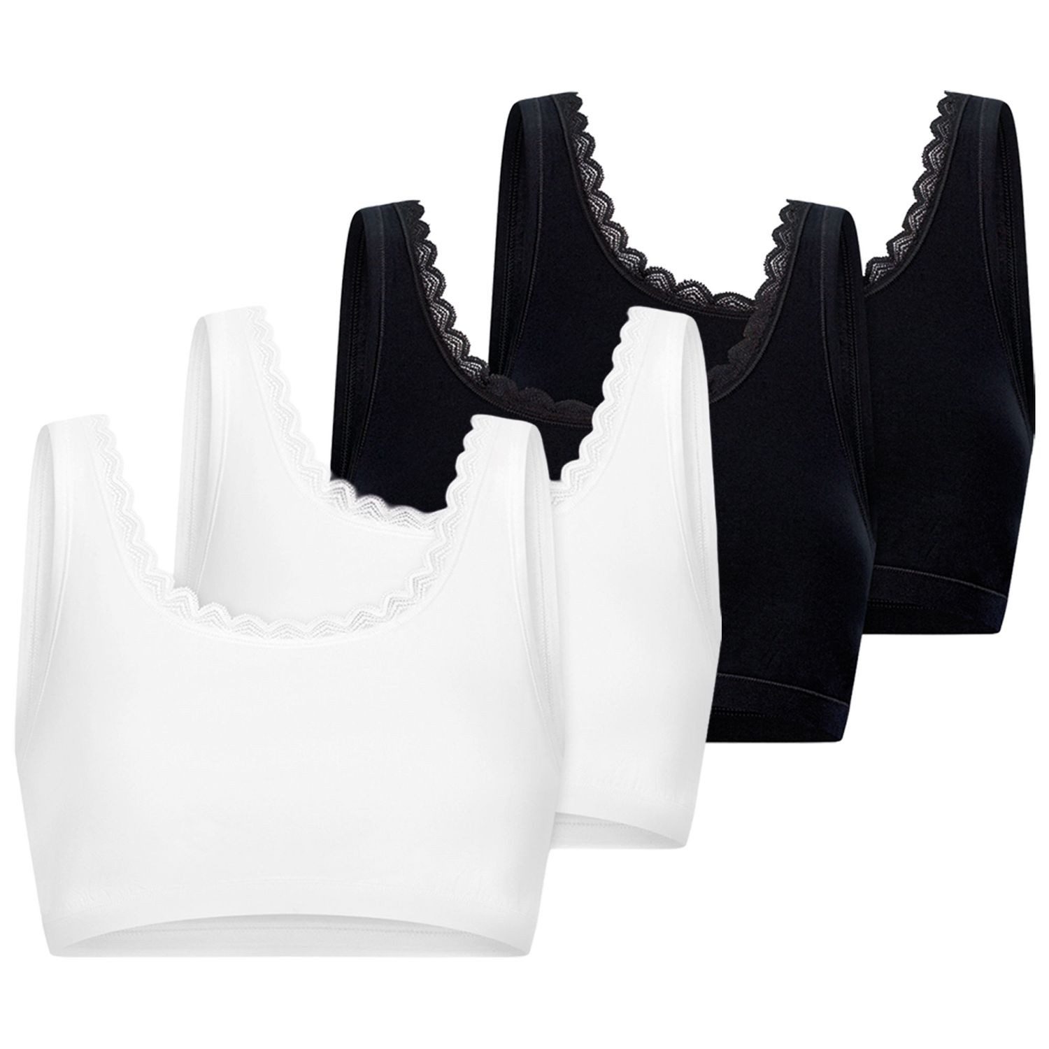 uncover by SCHIESSER Bustier (Set) mit feiner Spitze am Dekolleté und Trägern im praktischem 4er Sparpack