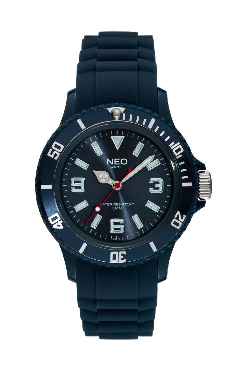 Neo Watch Quarzuhr Damenuhr Herrenuhr unisex dunkelblau NICE-1 Armbanduhr Modell N1-006 N1-006, Mineralglas, Damen Herren Uhr, dunkelblaues Gehäuse, blaues Armband