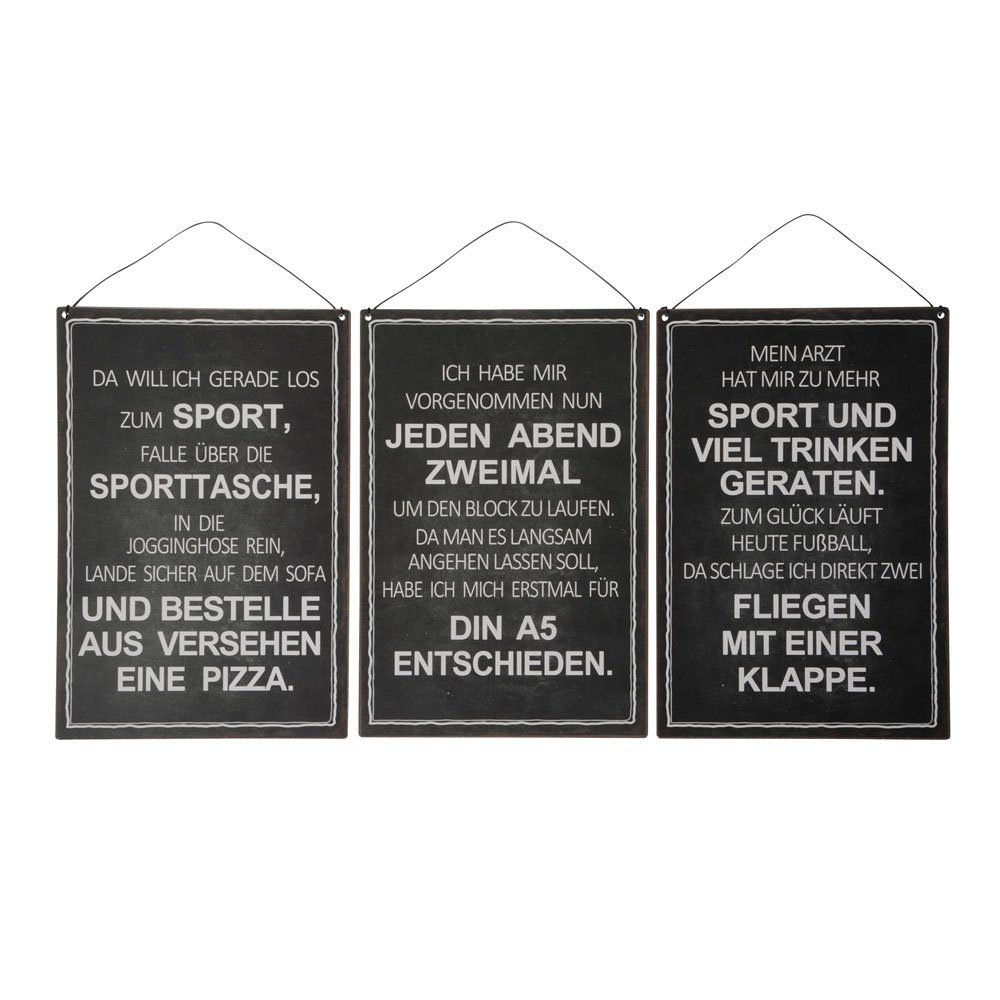 Posiwio Metallschild »3tlg. Schild SPORT schwarz aus Metall lustige Sprüche  Metallschild 20x30cm« online kaufen | OTTO