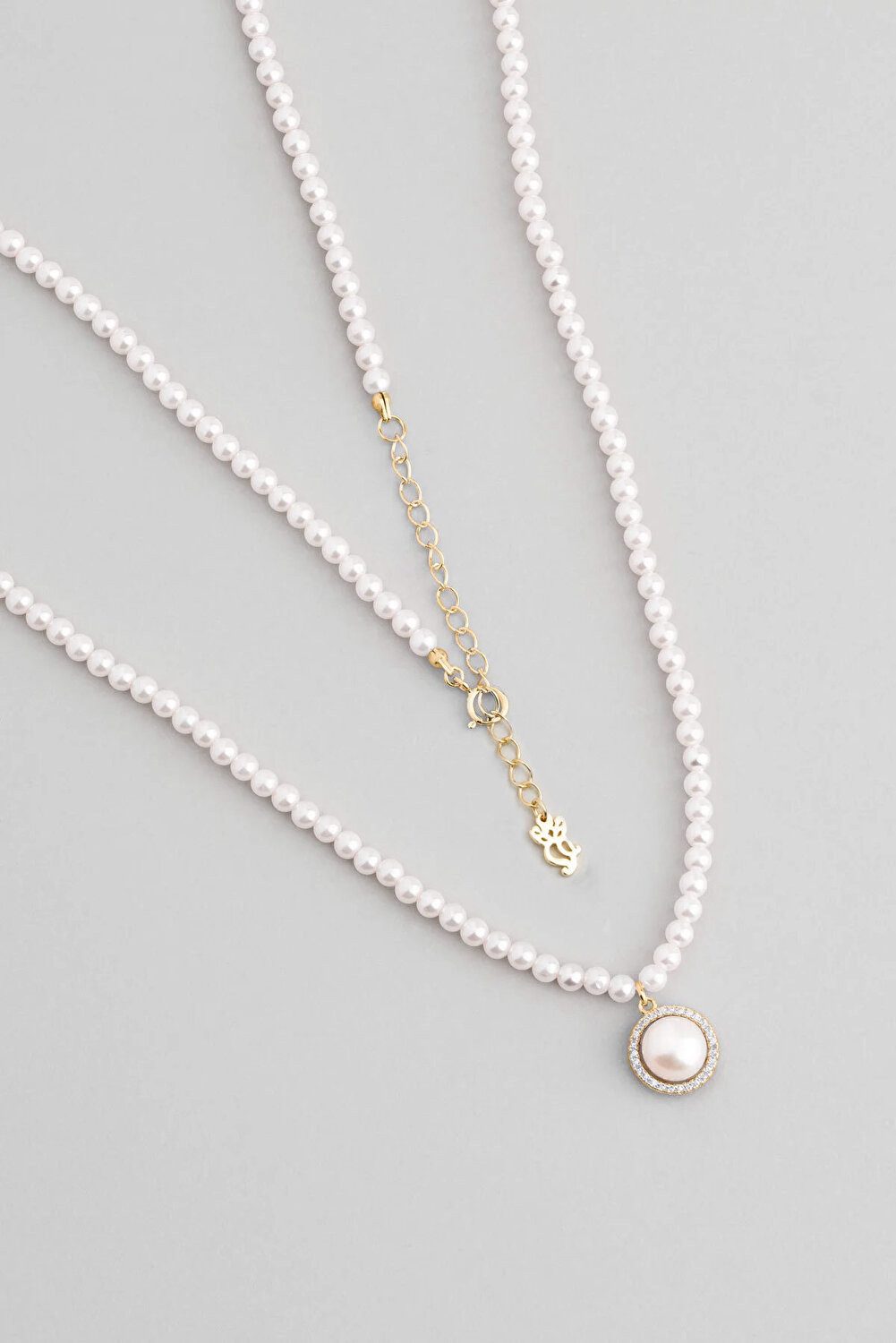 Kette mit Einhänger Vintage 18K vergoldete Silberkette