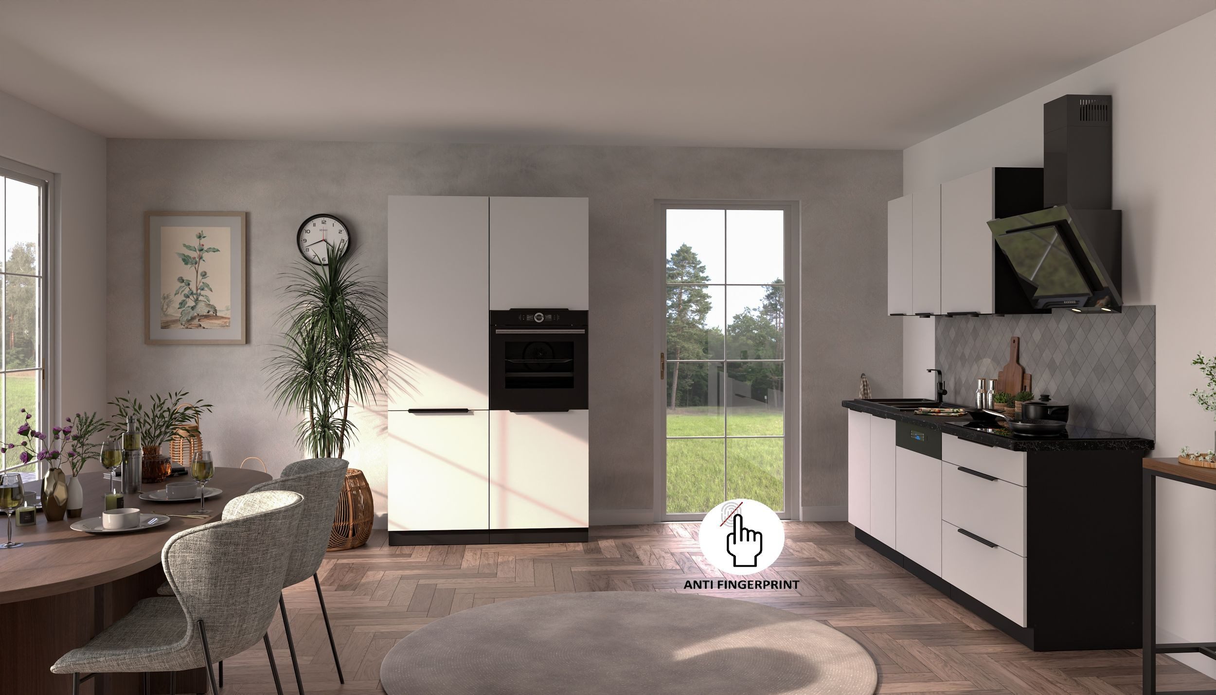 Küchen-Preisbombe Küchenzeile ARIA K-BL - 220 + 120cm Anti Fingerprint Küchenblock Küche Einbauküche