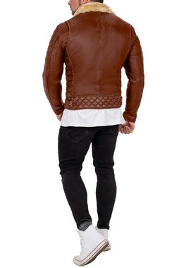 Reichstadt Lederjacke Herren Bikerjacke RS008LUX (1-St) mit Rippenmuster