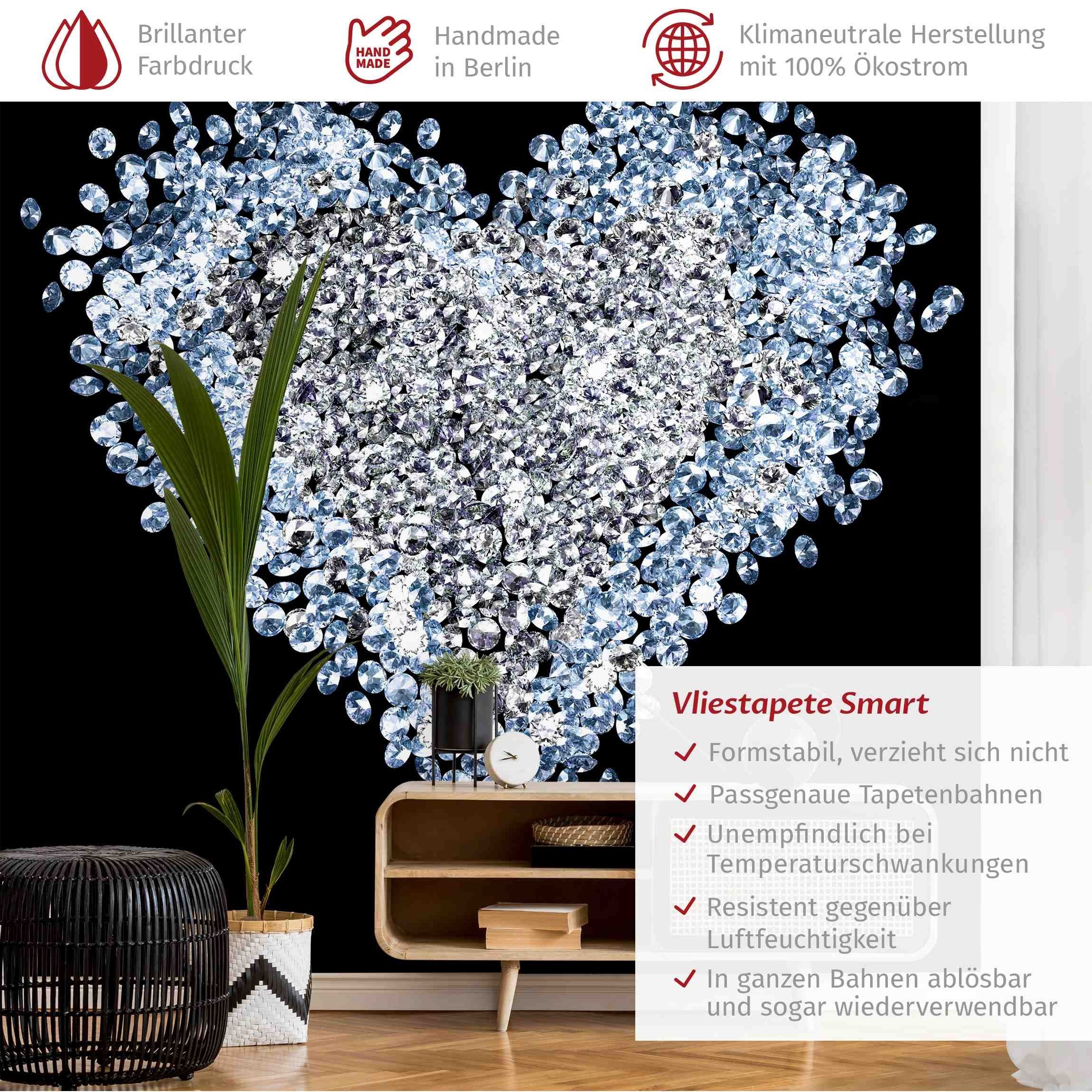 Bilderdepot24 Fototapete Herzen Diamant Herz Kristalle günstig online kaufen