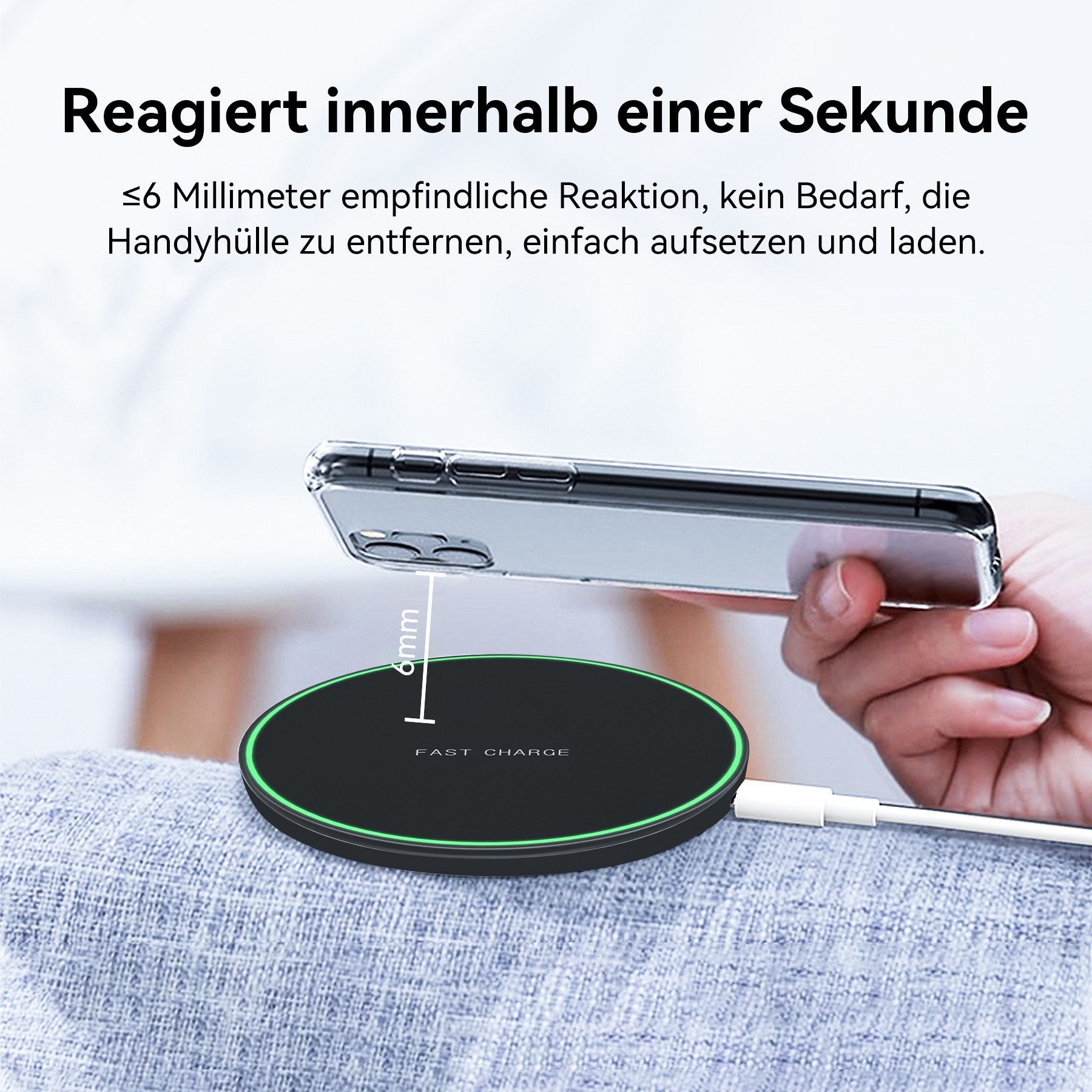 Senmudi Induktionsladegerät 15W Fast Wireless Charger Induktions-Ladegerät Induktions-Ladegerät (USB-C für iPhone, induktives magnetisches Ladepad, Lader - Induktive Ladestation - Qi Wireless Charger, Für iPhone 15, 14, 13, 12, 11 Pro, XS, X, XR, AirPods 3/2,Samsung usw)