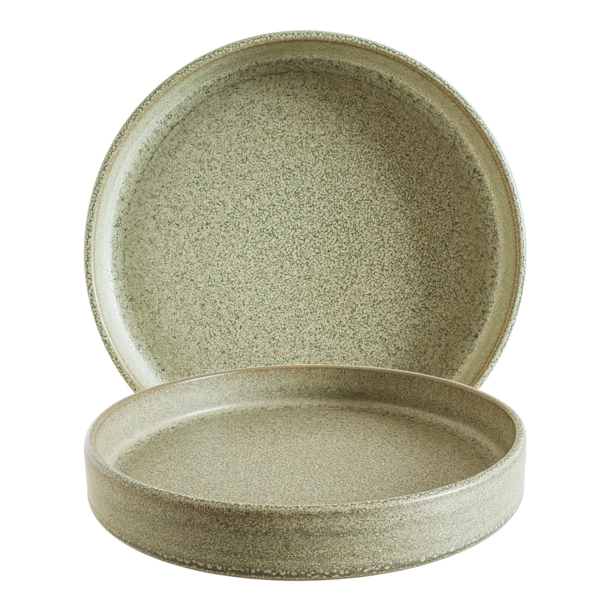 Bonna Тарелки-Set 6x Adelfa Ripple Tiefe Stapelteller 23 cm, Porzellan Grau (6-tlg), Porzellan