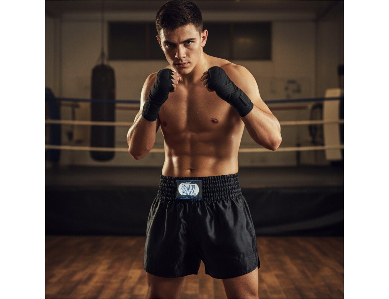 BAY-Sports Sporthose Thaiboxhose uni komplett schwarz Thaiboxen Hose Shorts günstig online kaufen