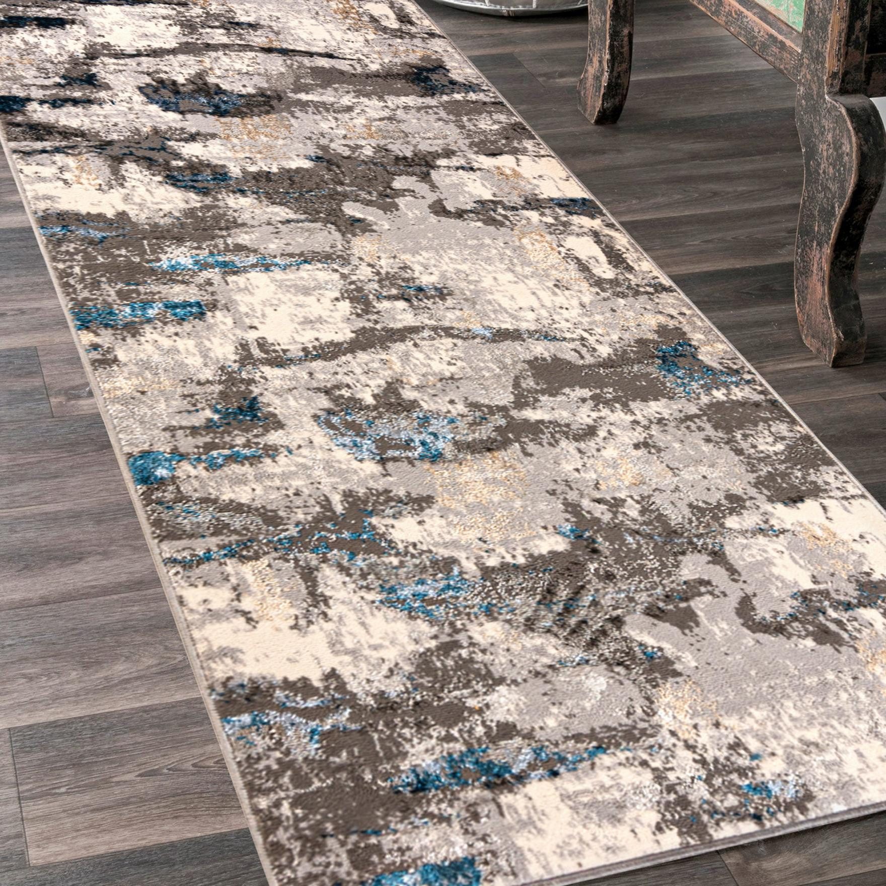 Mazovia Läufer Modern Abstrakt Beige Anthrazit Flur, Schlafzimmer, Diele, Fußbodenheizung – Bild 2 von 5