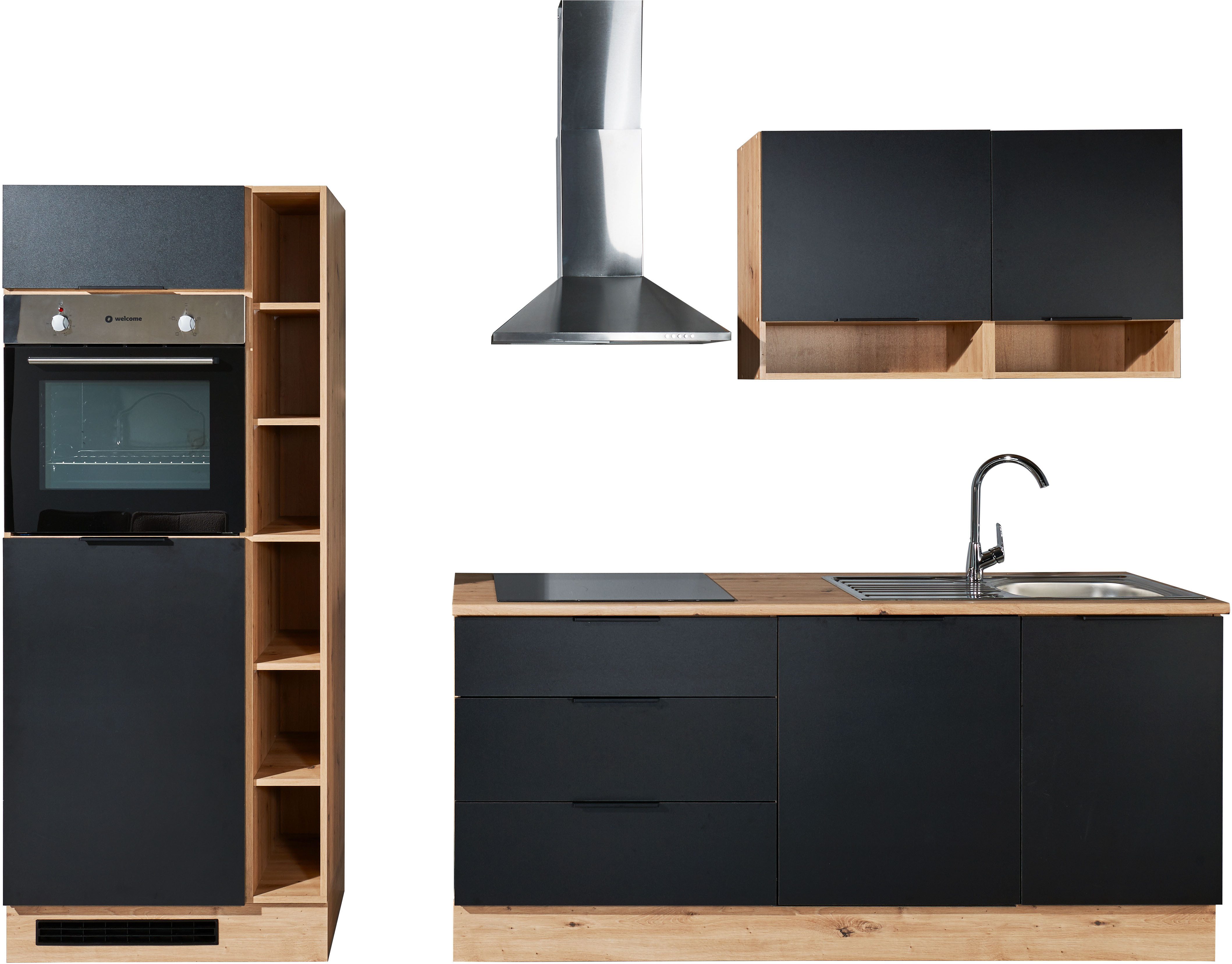BASIC by Balculina Küchenzeile Oskar B/H/T 270x211x60 cm, Breite 270cm, wahlweise mit E-Geräte, L/R montierbar