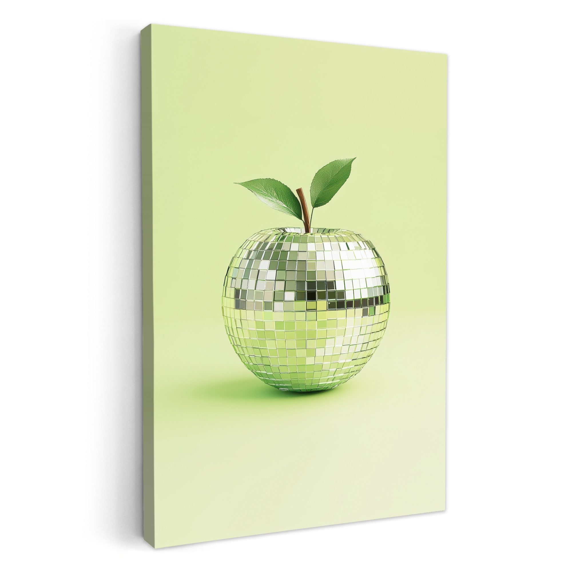 OneMillionCanvasses® Leinwandbild Grün - Disco - Dekoration - Apfel, Fotodruck (1 St), Wandbilder für Esszimmer, Wanddeko Bilder Küche 20x30 cm