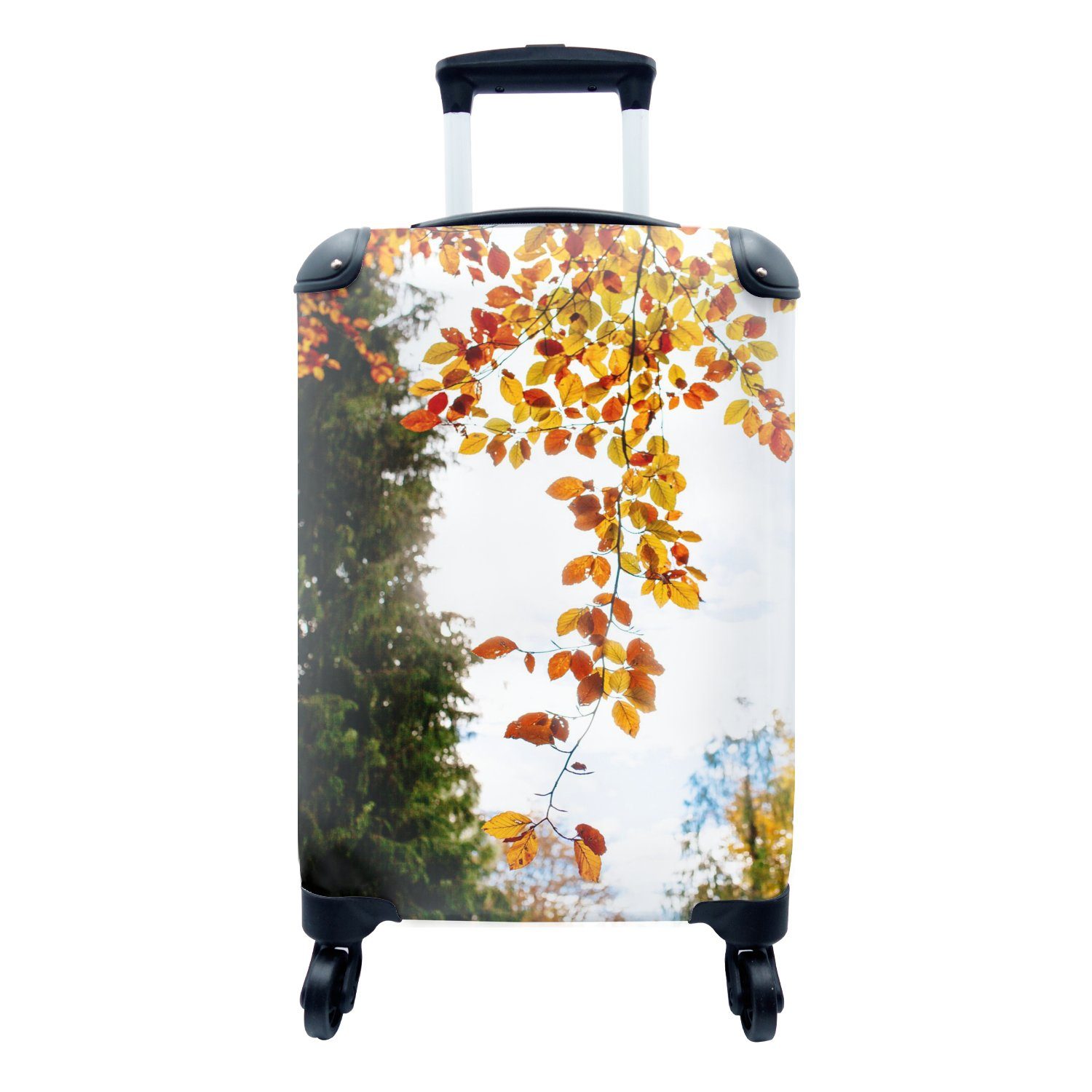 MuchoWow Handgepäckkoffer Herbst - für - Trolley, mit rollen, Ferien, Reisetasche Handgepäck Rollen, Laub Reisekoffer Natur, 4