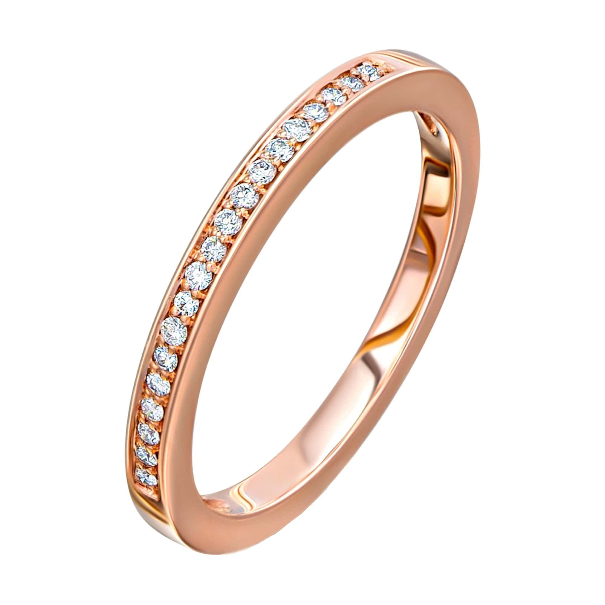 ONE ELEMENT Diamantring 0.09 ct Diamant Brillant Memoire Ring 585 Rotgold, Damen Gold Schmuck Memoire
