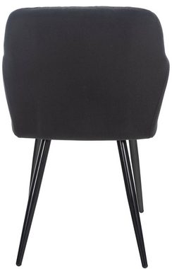 TPFLiving Esszimmerstuhl Shyva mit hochwertig gepolsterter Sitzfläche - Konferenzstuhl (Küchenstuhl - Esstischstuhl - Wohnzimmerstuhl - Polsterstuhl), Gestell: Metall schwarz - Sitzfläche: Stoff schwarz