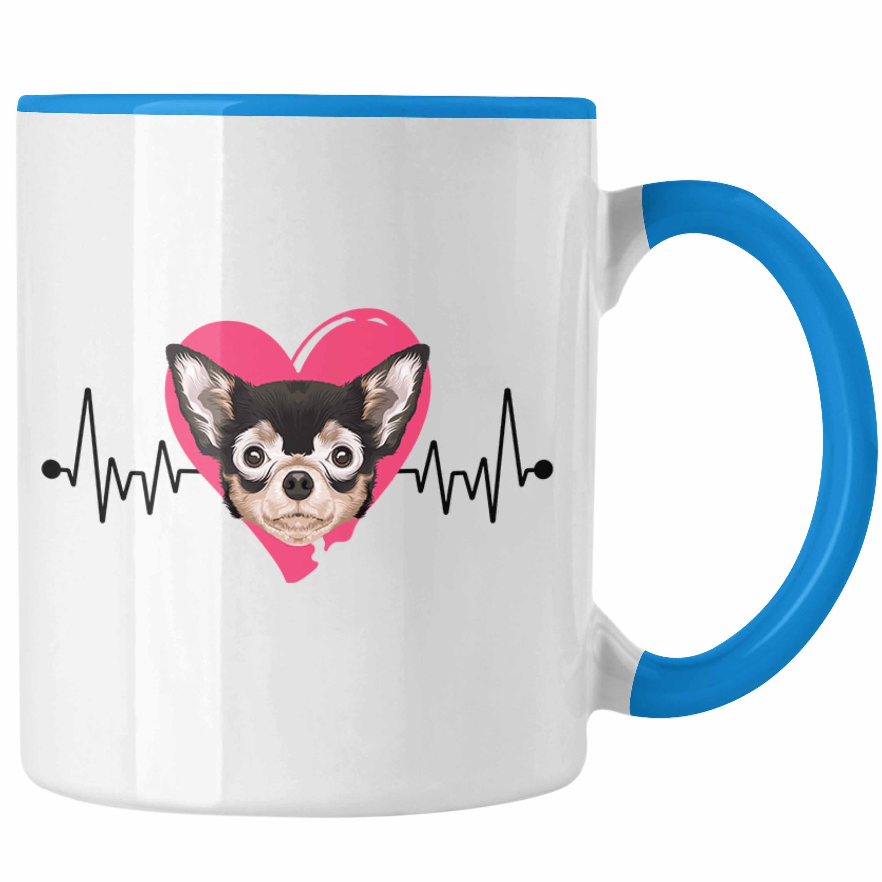 Geschenkidee Lustiger Herzsch Geschenk Trendation Tasse Besitzer Tasse Spruch Chihuahua Blau