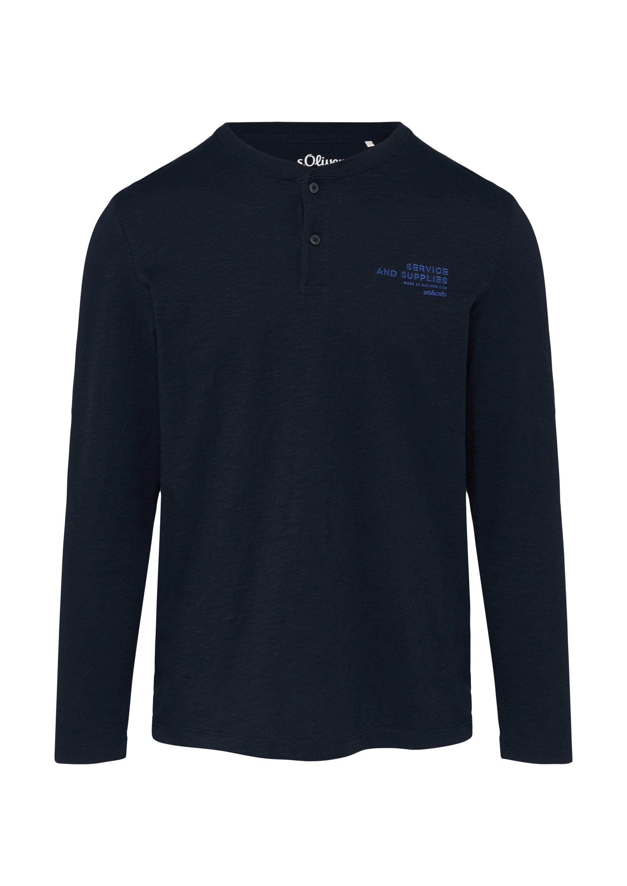 s.Oliver Langarmshirt T-Shirt Henley-Shirt mit Flammgarnstruktur günstig online kaufen