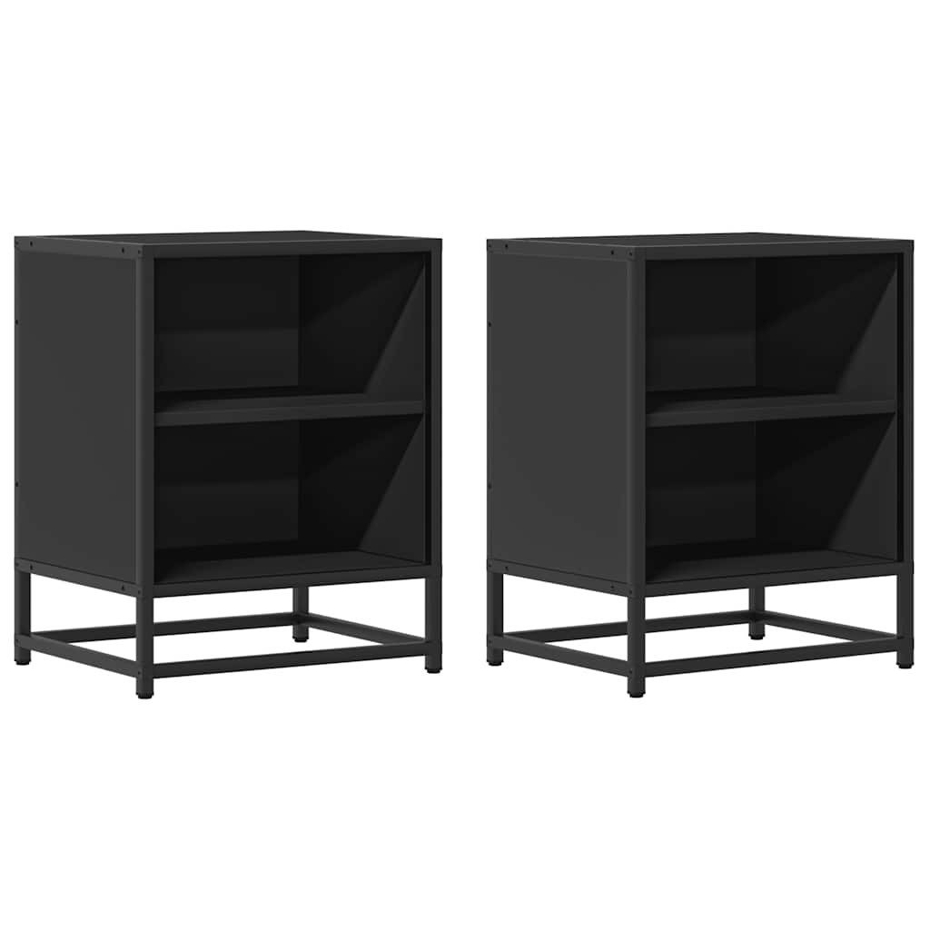 vidaXL Nachttisch Nachttische 2 Stk. Schwarz 40x31x50 cm Holzwerkstoff und Metall (2-St)