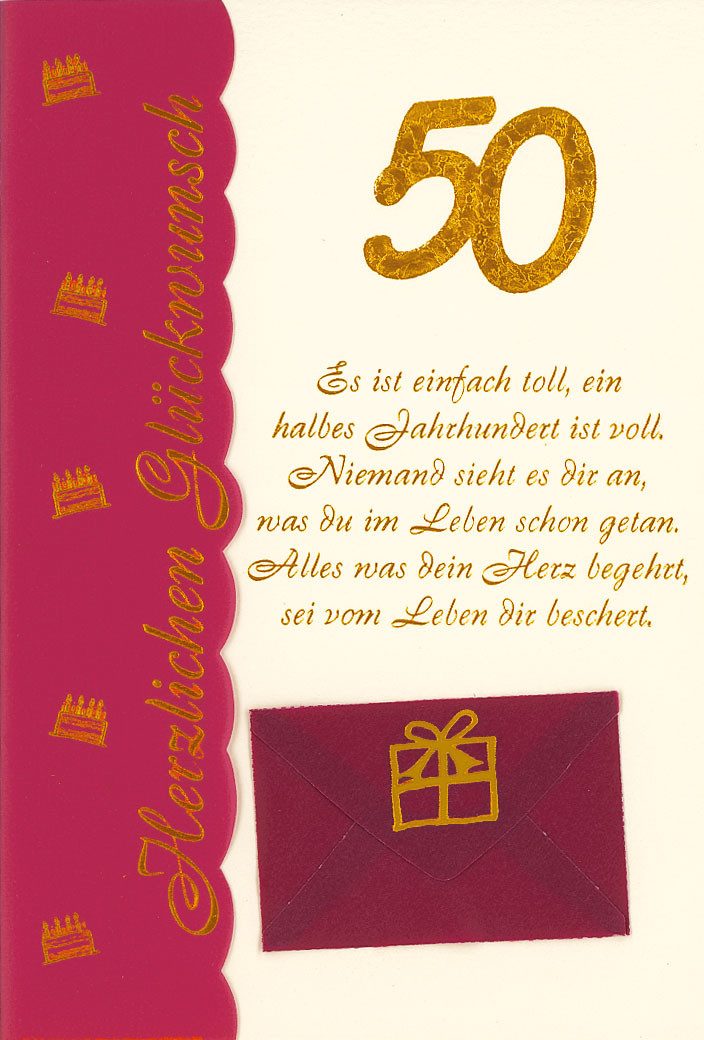 BSB Grußkarten 50. Geburtstag Glückwunschkarte im Format 11,5 x 17 cm