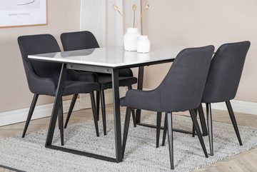 ebuy24 Essgruppe Estelle Essgruppe Esstisch Marmor weiß und 4 Plaza, (5-tlg)