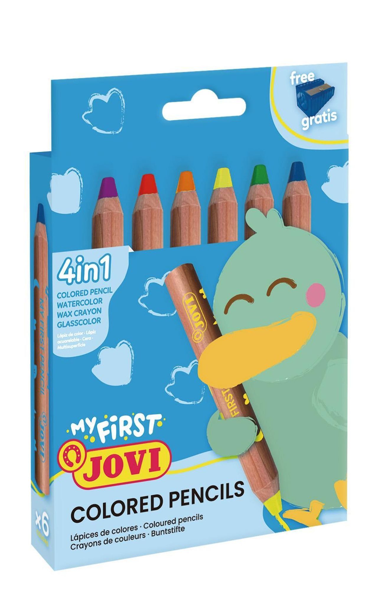 Jovi Buntstift MY FIRST 4 in 1 Kartonetui mit 6 Holzbuntstiften sortiert