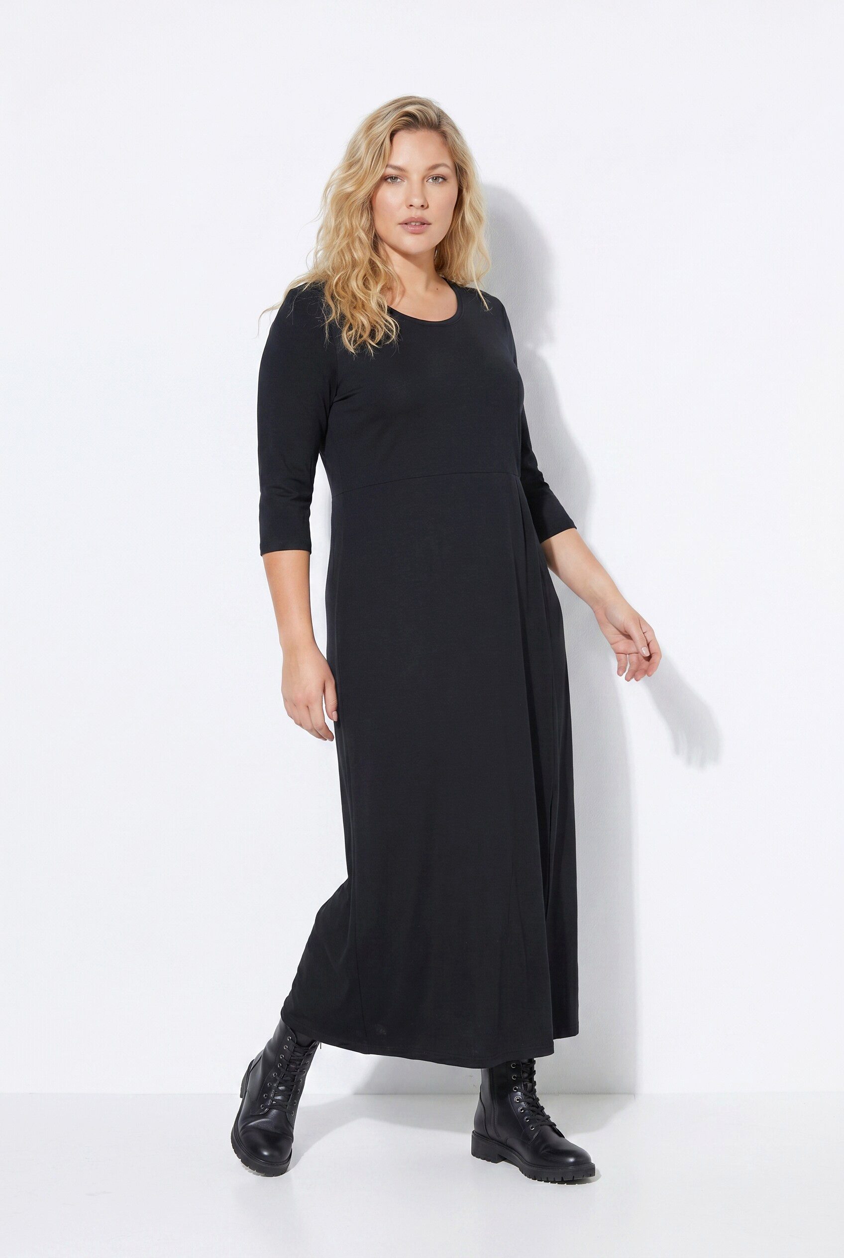 Midikleid Maxikleid Zierknoten A-Linie Rundhals 3/4-Arm