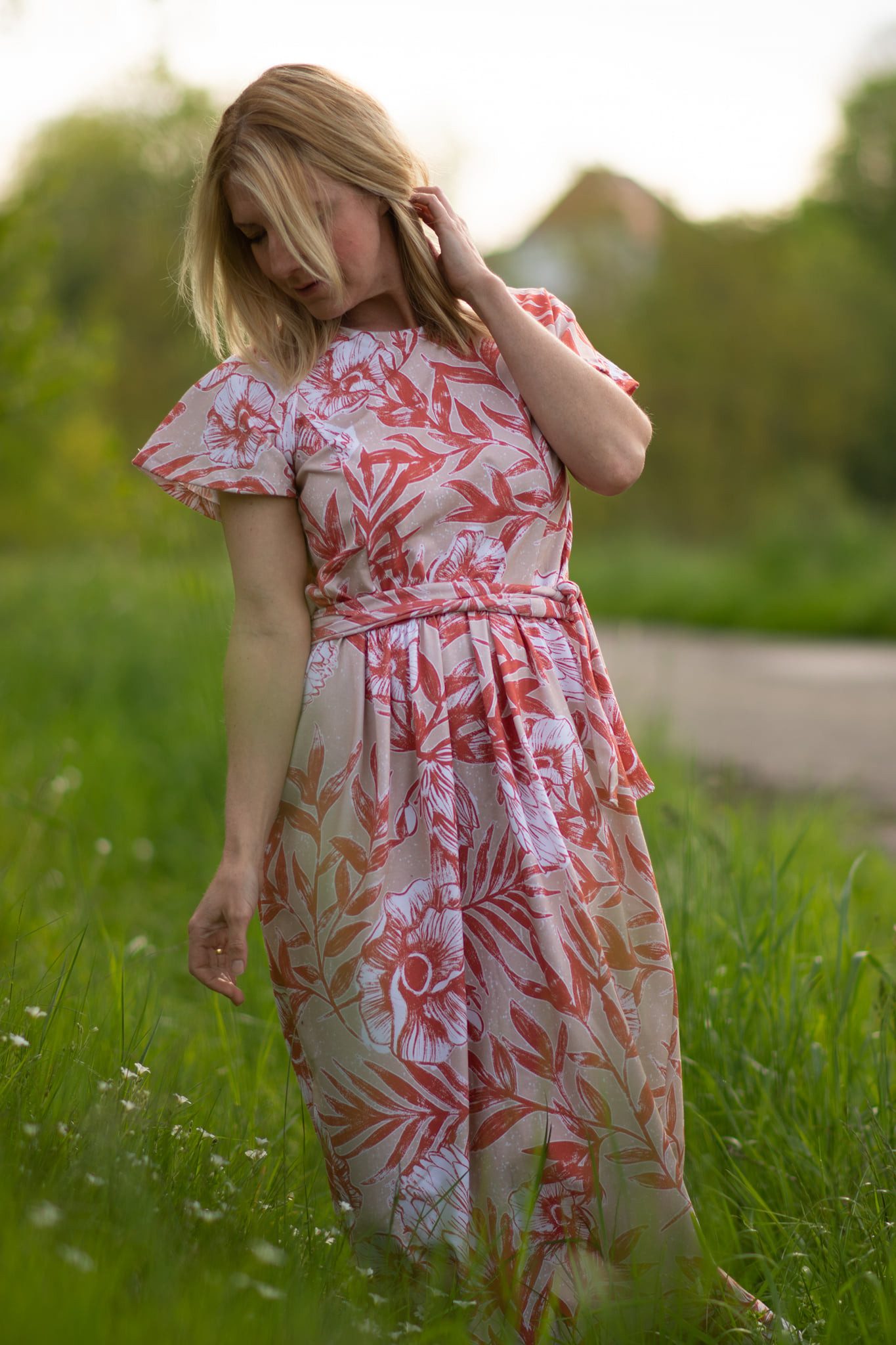 lillestoff Stoff Bio Jersey Stoff Meterware Blumen, Lillestoff Evez retro, Meterware, 50 cm x 150 cm