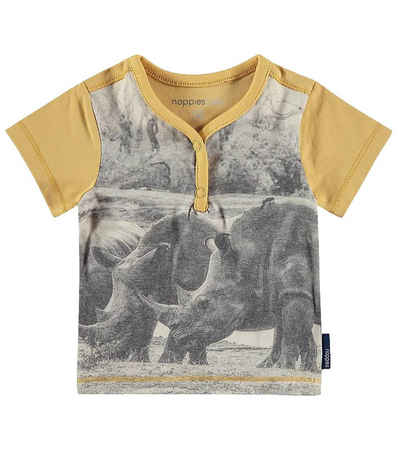 Noppies Rundhalsshirt noppies T-Shirt auffälliges Kinder Shirt mit aufgedrucktem Nashorn Sommer-Shirt Gelb