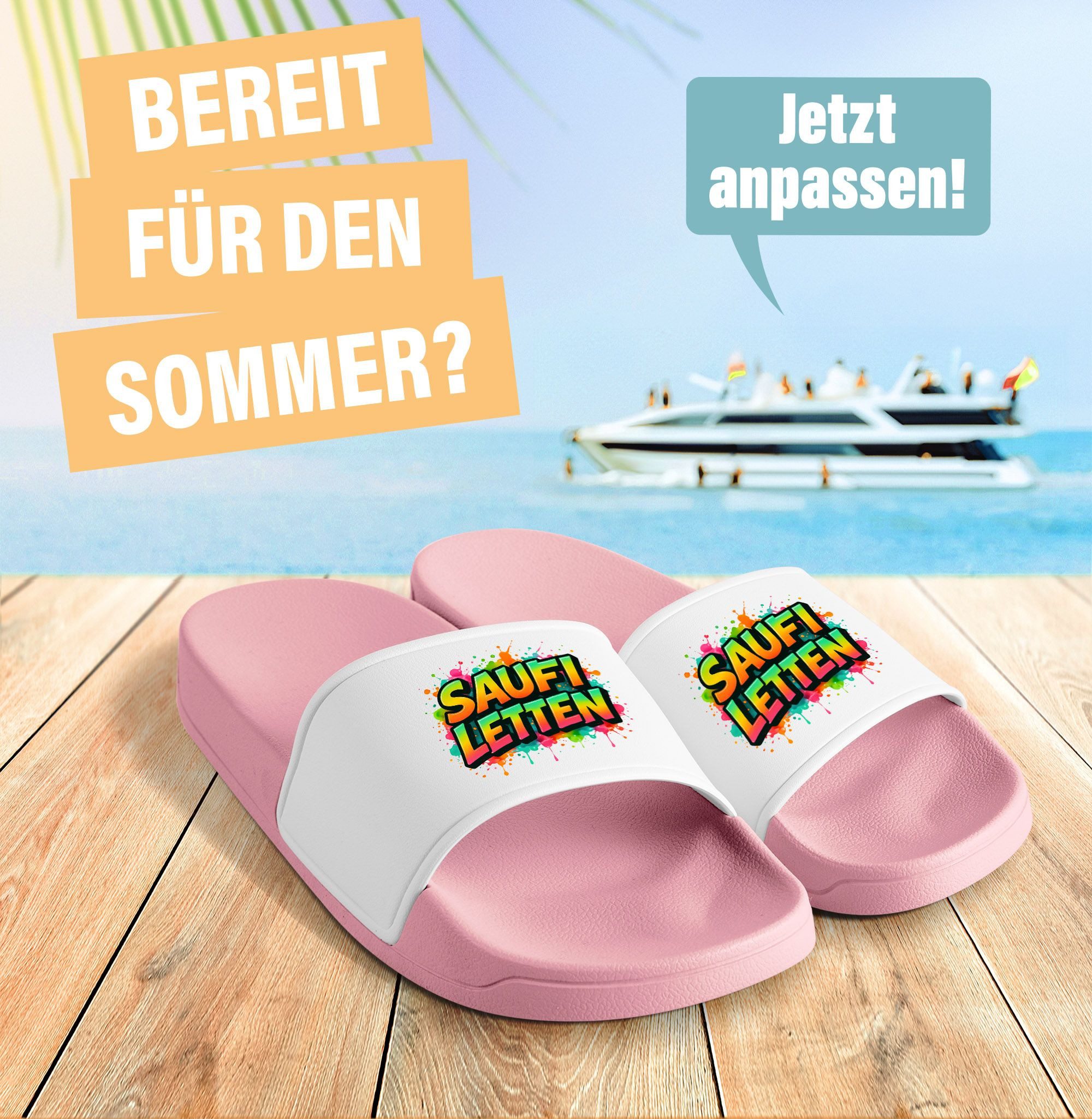 MoonWorks Badeschlappen Lustig Badelatschen mit Spruch günstig online kaufen