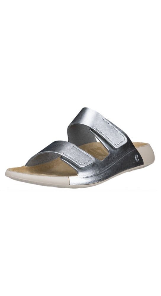 Ecco Cozmo Flat silber/beige Damen Sandale günstig online kaufen