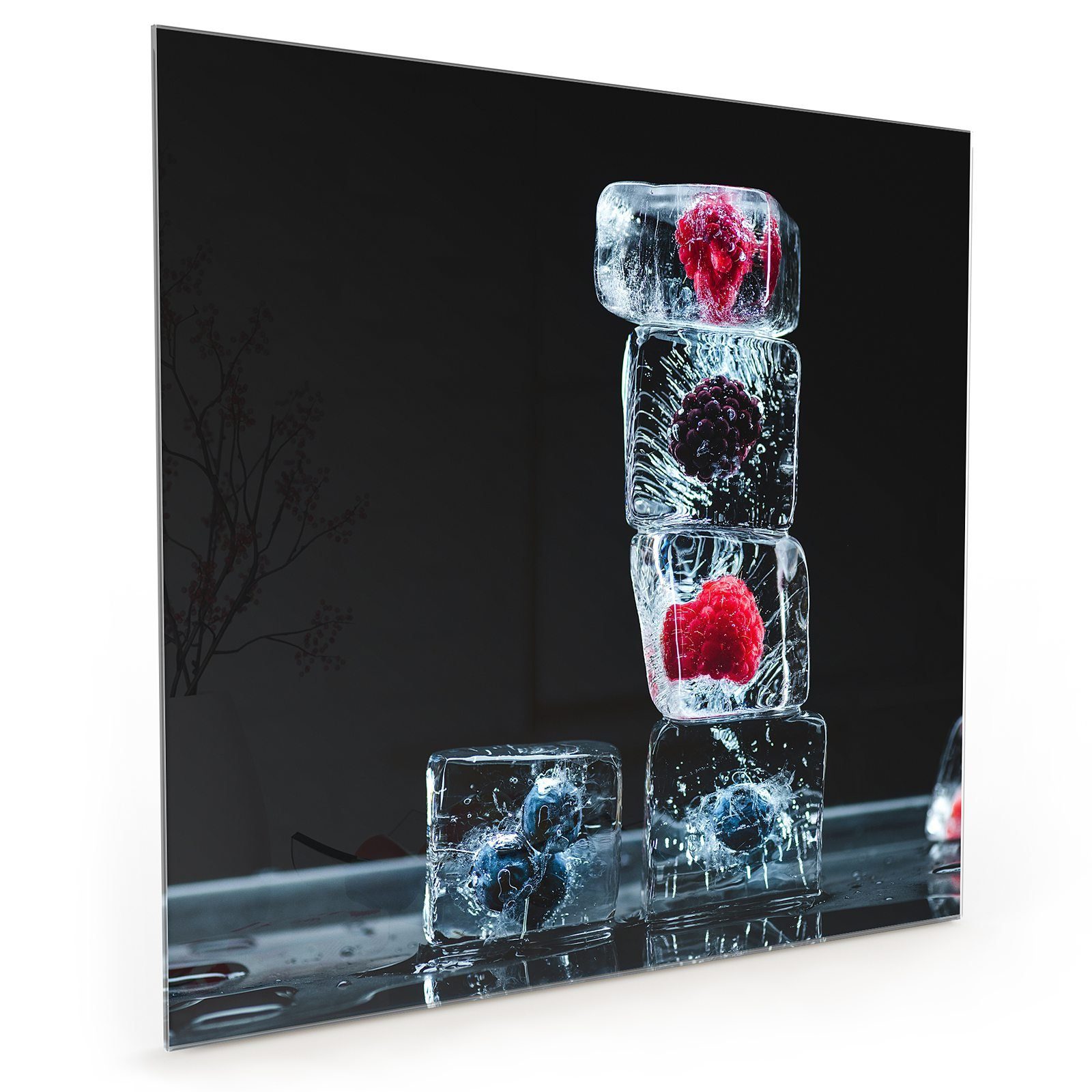 Primedeco Küchenrückwand Küchenrückwand Spritzschutz Glas mit Motiv Stapel aus Eiswürfeln
