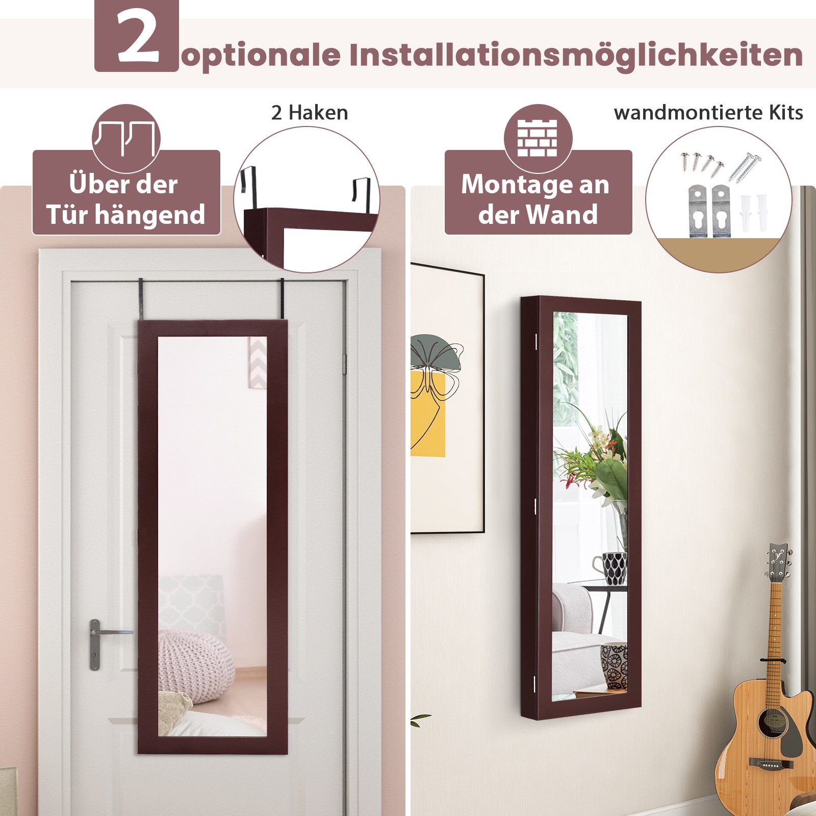 KOMFOTTEU Schmuckschrank Spiegelschrank hängend günstig online kaufen