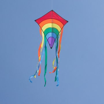 CiM Flug-Drache Rainbow Eddy RED, 65x72cm mit acht Streifenschwänzen inkl. Drachenschnur