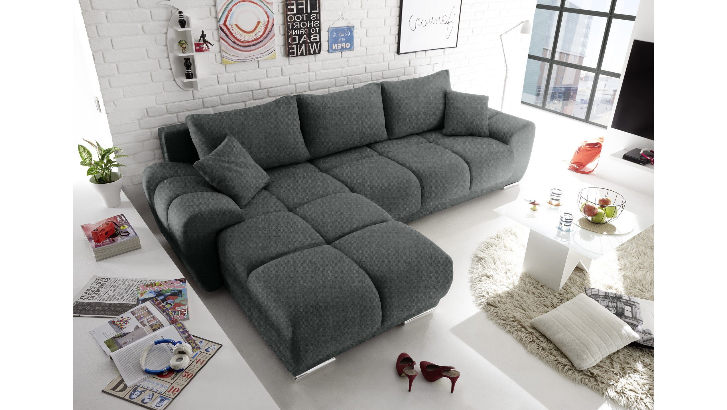 Stylefy Ecksofa Stylefy Antalya Ecksofa, L-Form, Eckcouch, wahlweise mit Bettfunktion, mane links oder rechts bestellbar