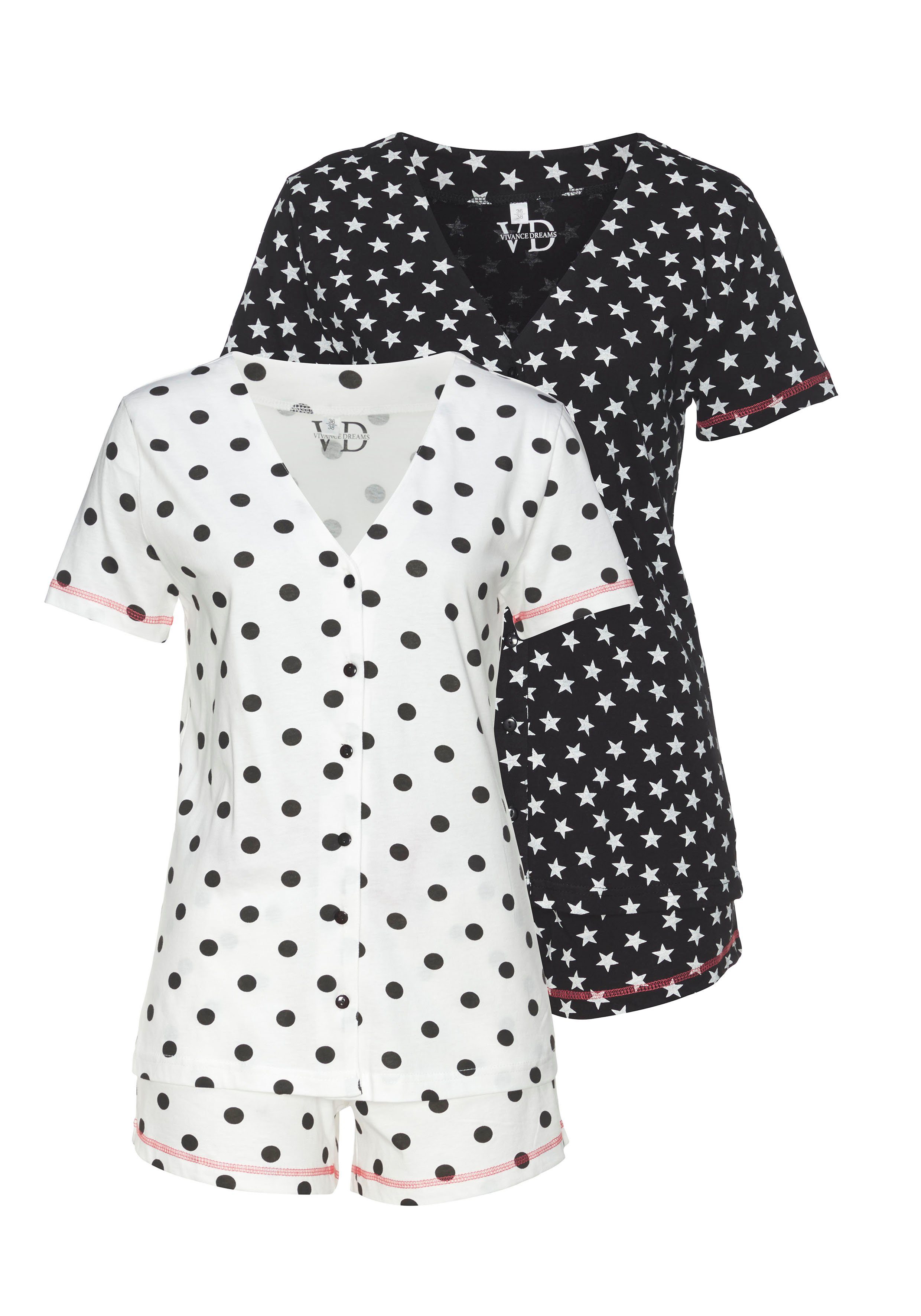 Vivance Dreams Shorty 2 Stück, 4 Stk. tlg., mit großen Punkten und Sternen günstig online kaufen