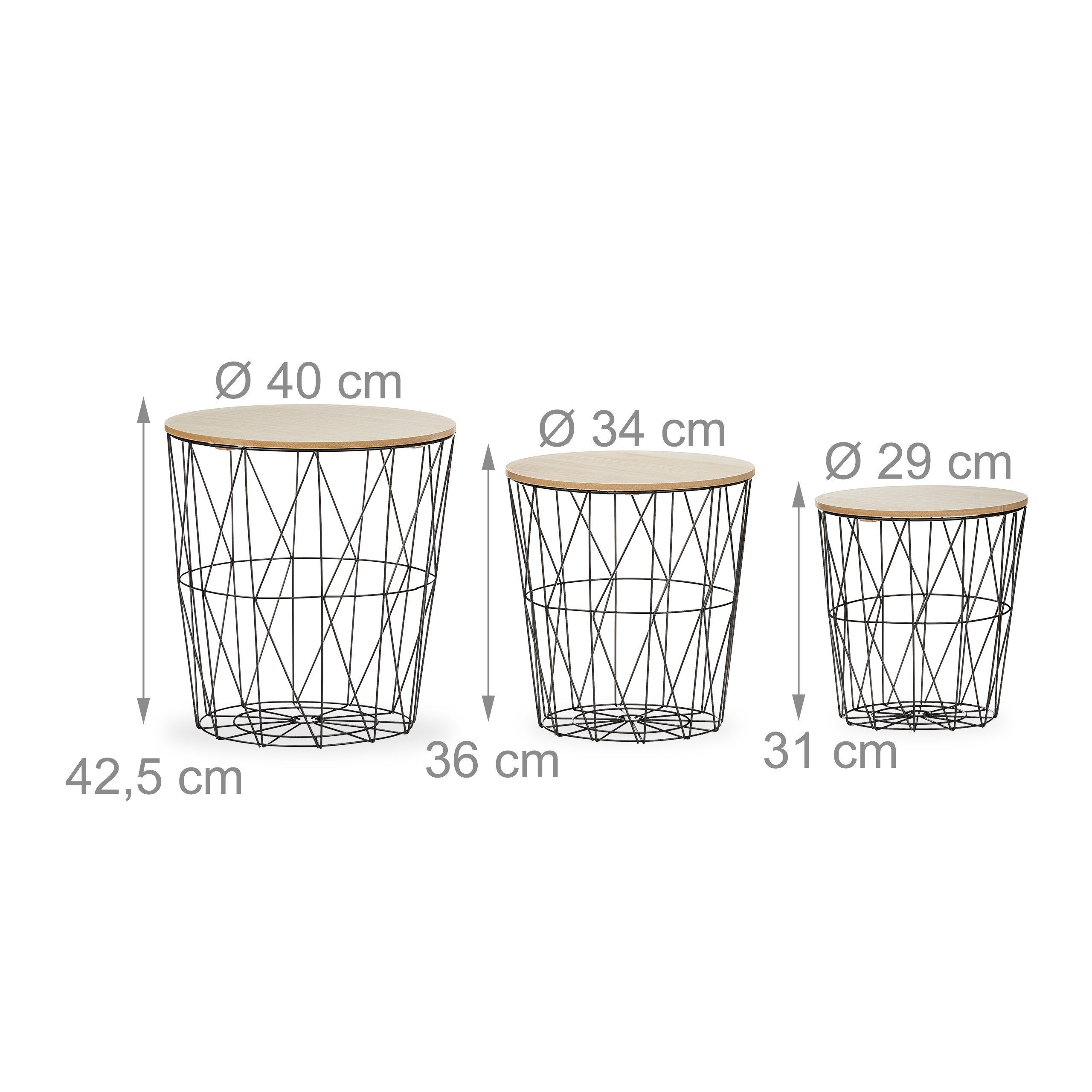 relaxdays Beistelltisch Korbtisch 3er Set (3-St) – Bild 4 von 5