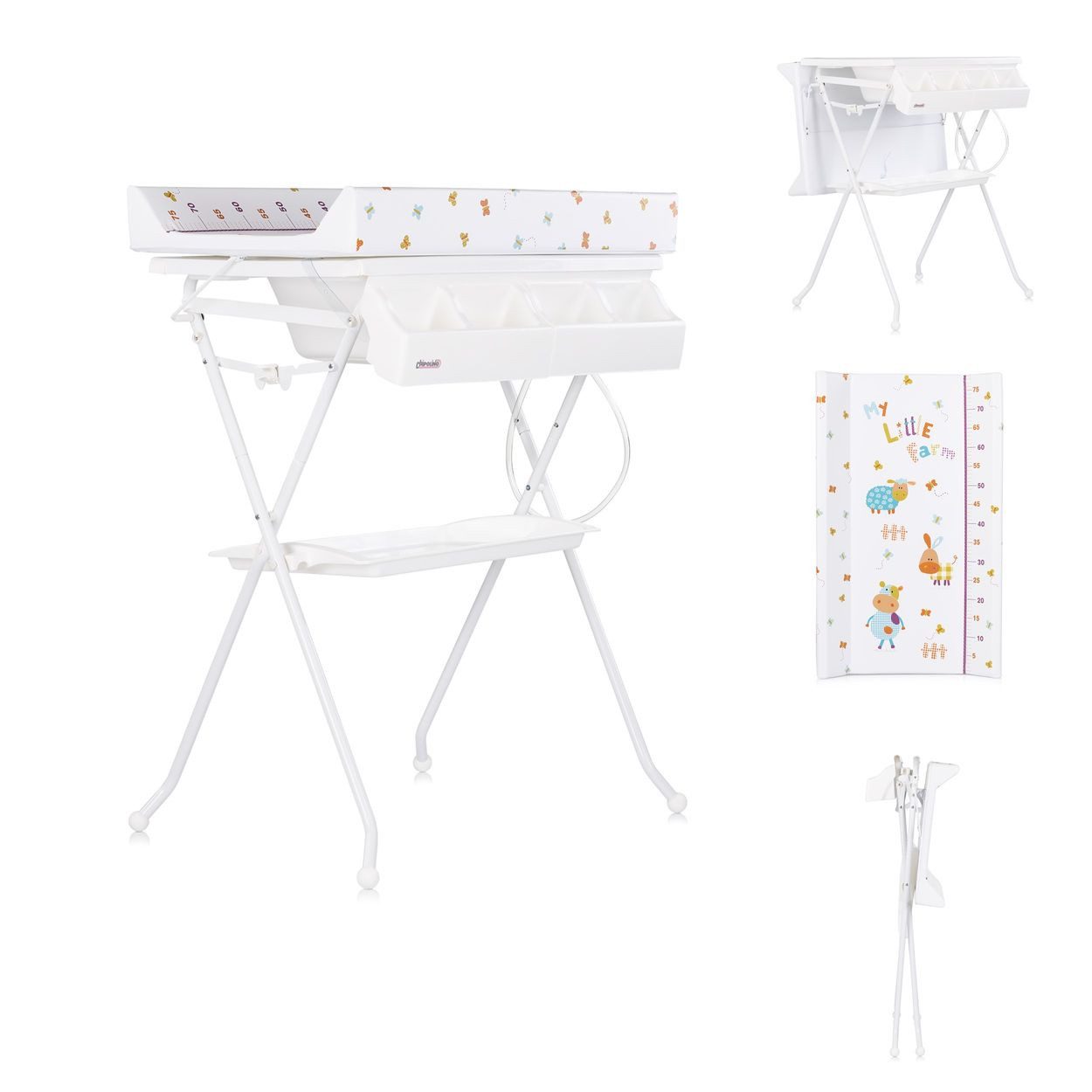 Chipolino Babybadewanne Babywanne Wickeltisch Aqua, Aqua Zubehörfach klappbar Ständer Stopfen