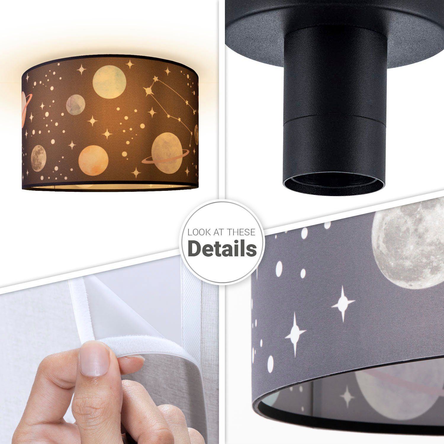 Weltall ohne Stoffschirm Home Planet Leuchtmittel, Kinderzimmer Kinder Paco Lampe Deckenleuchte Cosmo, Deckenleuchte Hugo