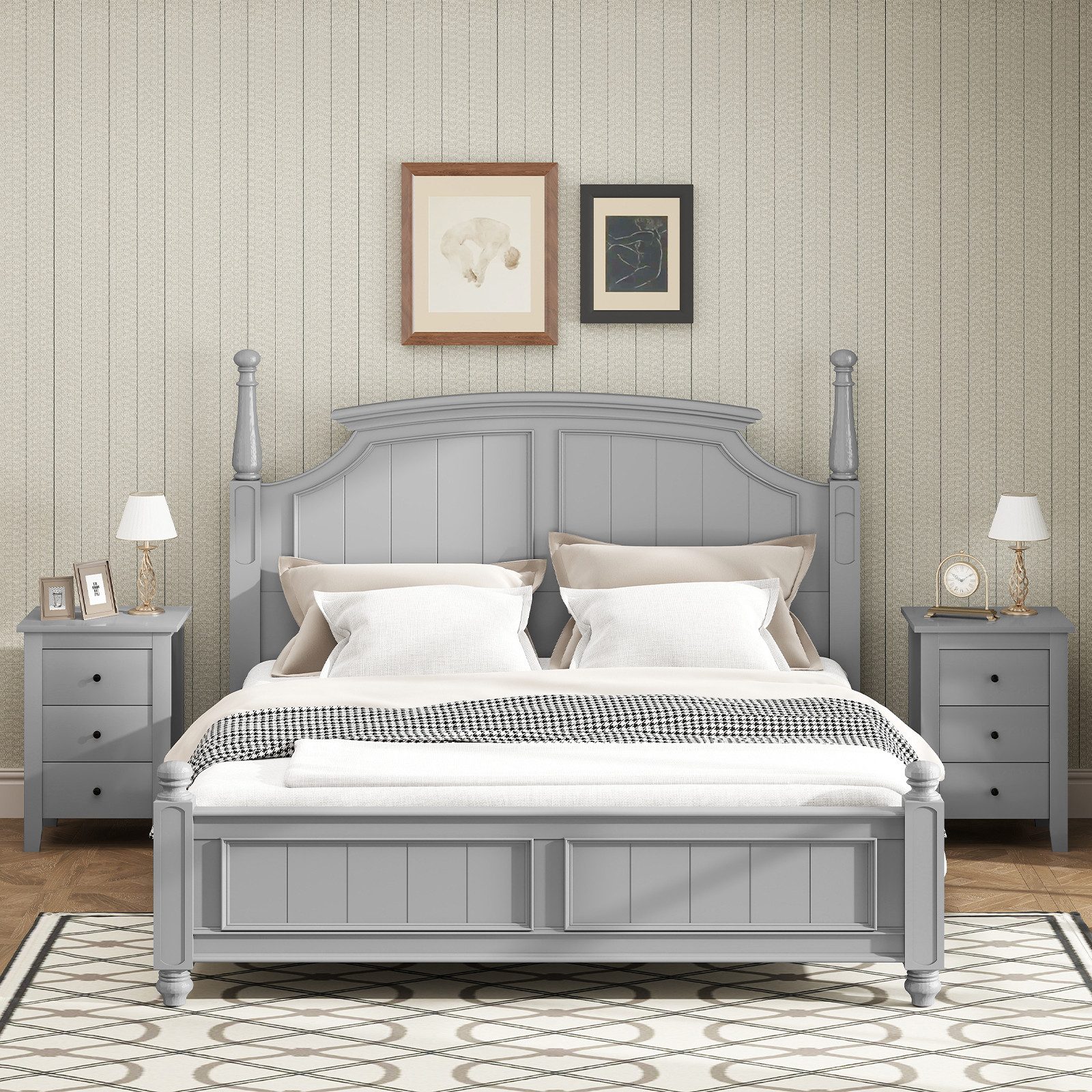 COSTWAY Nachttisch (2-St), mit 3 Schubladen, Holz, 46 X 37 X 65 cm günstig online kaufen