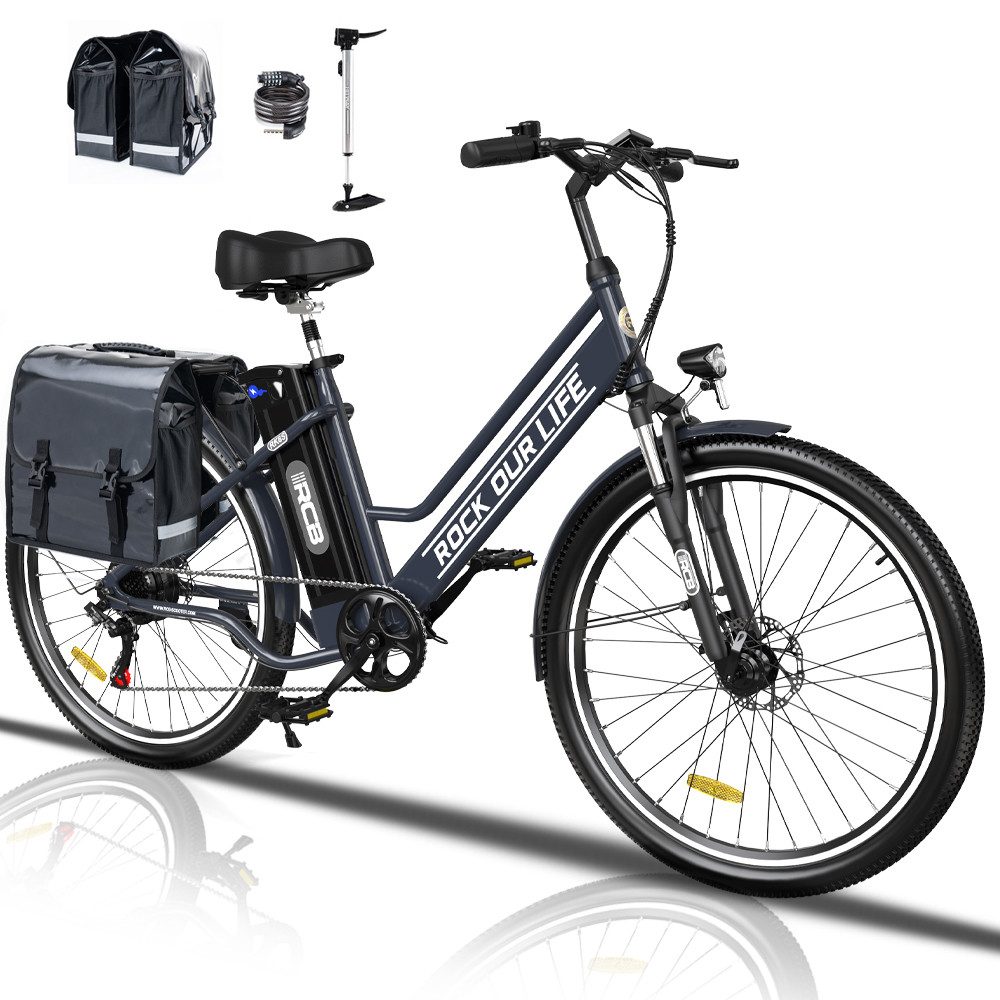 CITYSPORTS E-Bike RCB-RK8S 26 Zoll Elektro-Holland-Fahrrad E-BIKE Mit Stoßdämpfer, 7 Gang, 36V 12AH SPedelec Elektro Trekkingrad 26" cityrad max 90km