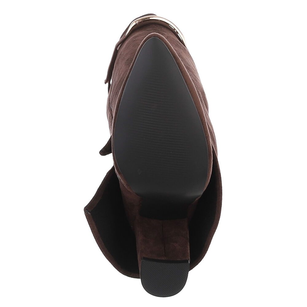 Ital-Design Damen Stiefel hoher Schaft Blockabsatz elegant High-Heel-Stiefel (92457607) Blockabsatz Stiefel in Braun – Bild 3 von 5