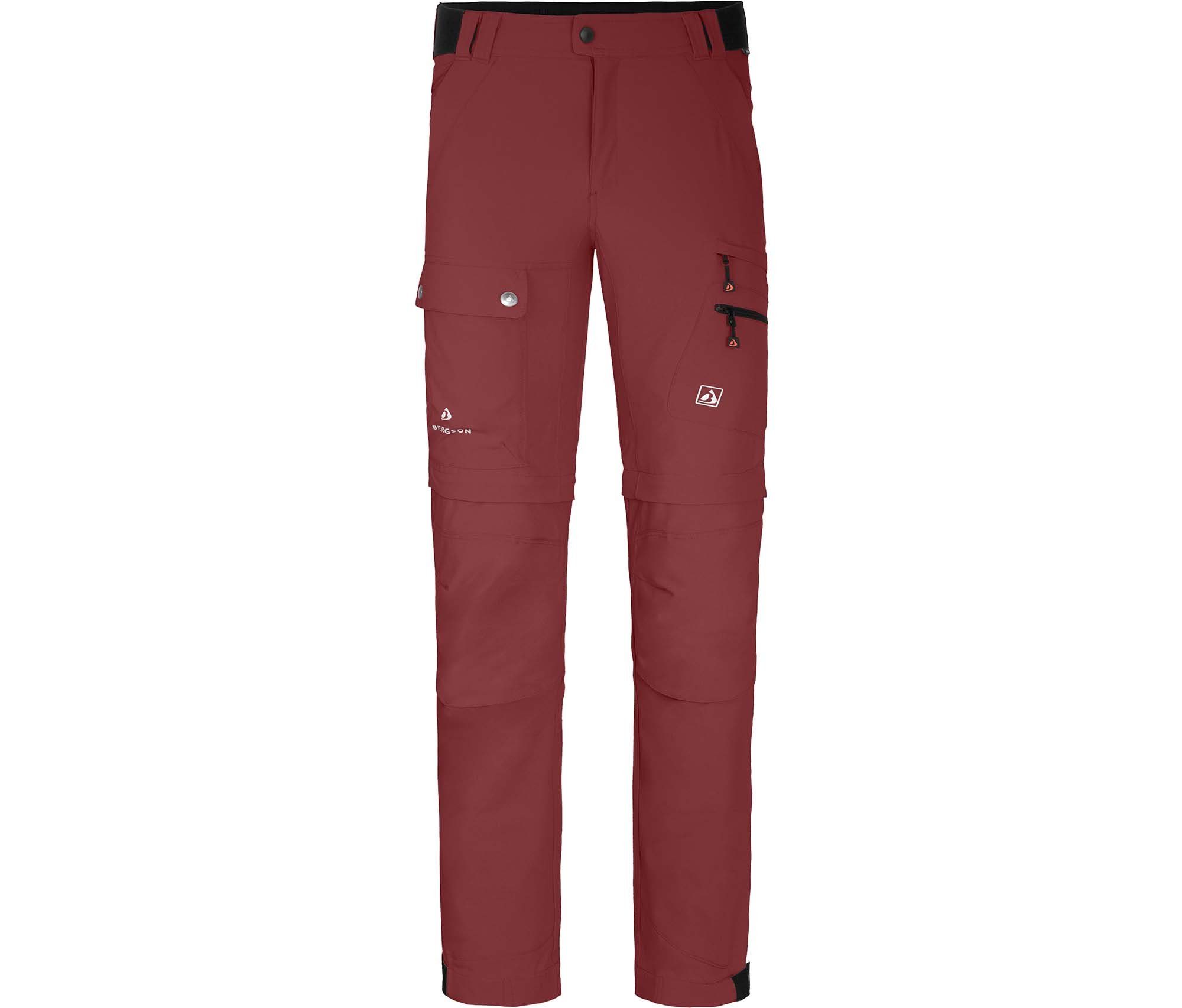 Bergson Zip-off-Hose FROSLEV Bermuda Zipp-Off Herren Wanderhose, recycelt, elastisch, 8 Taschen, Normalgrößen, rot braun