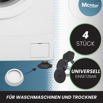 McFilter Vibrationsdämpfer 4 Schwingungsdämpfer für Waschmaschinen und Trockner, (Universal Vibrationsdämpfer kompatibel mit Bosch, Siemens, AEG, 4-St), Rutschfeste Gummipads, Gummifüße, Waschmaschinenunterlage - weiß