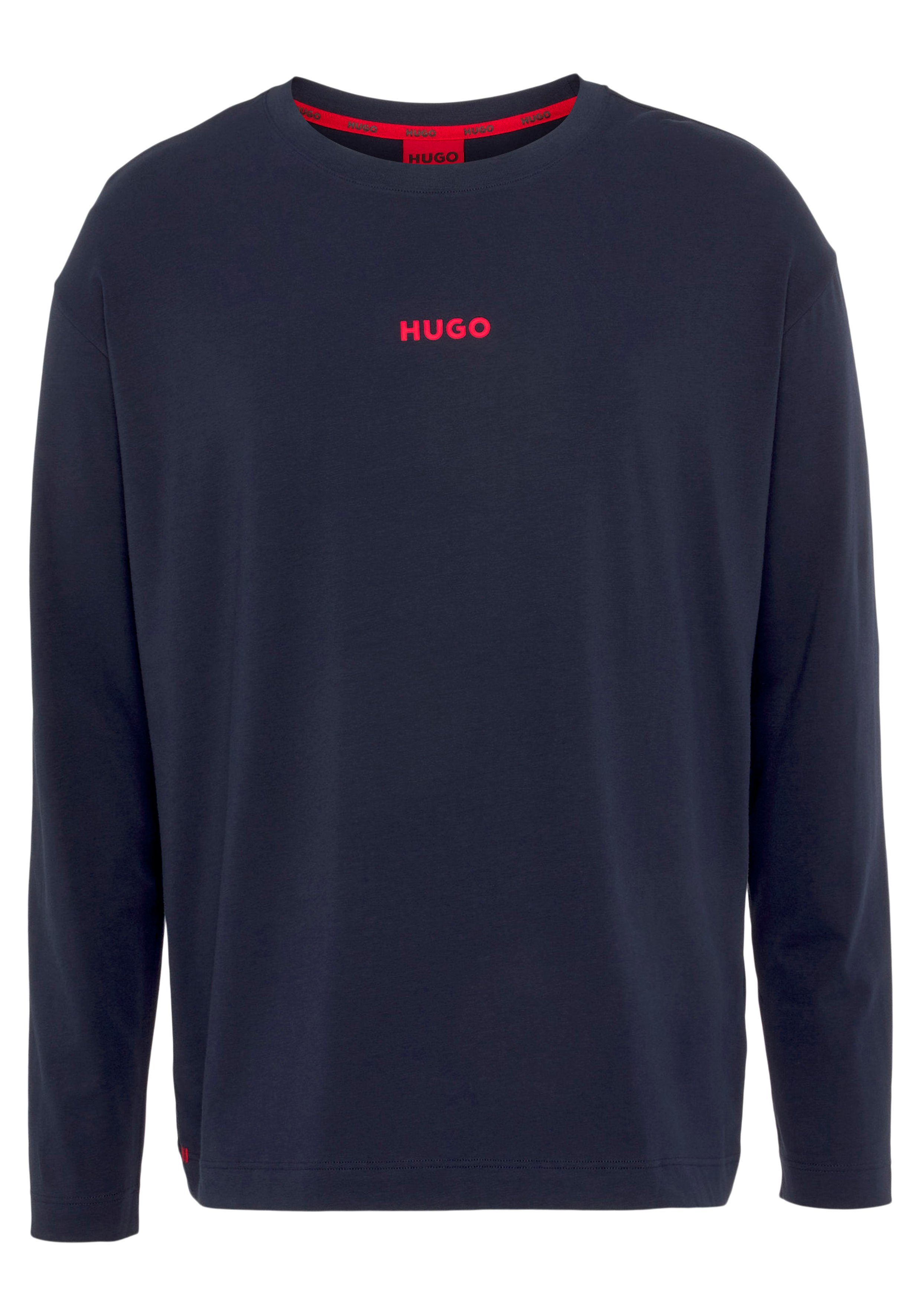 HUGO Langarmshirt Linked LS-Shirt mit HUGO Logodruck Dark-Blue