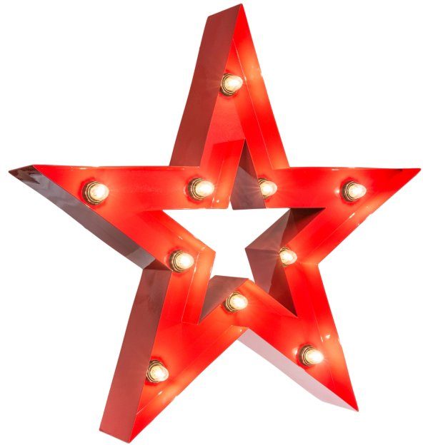 MARQUEE LIGHTS LED Dekolicht Star, - E14 Wandlampe, Warmweiß, Star rot ohne (exkl) Tischlampe Leuchtmittel, 38x38cm 10 Lichtquellen