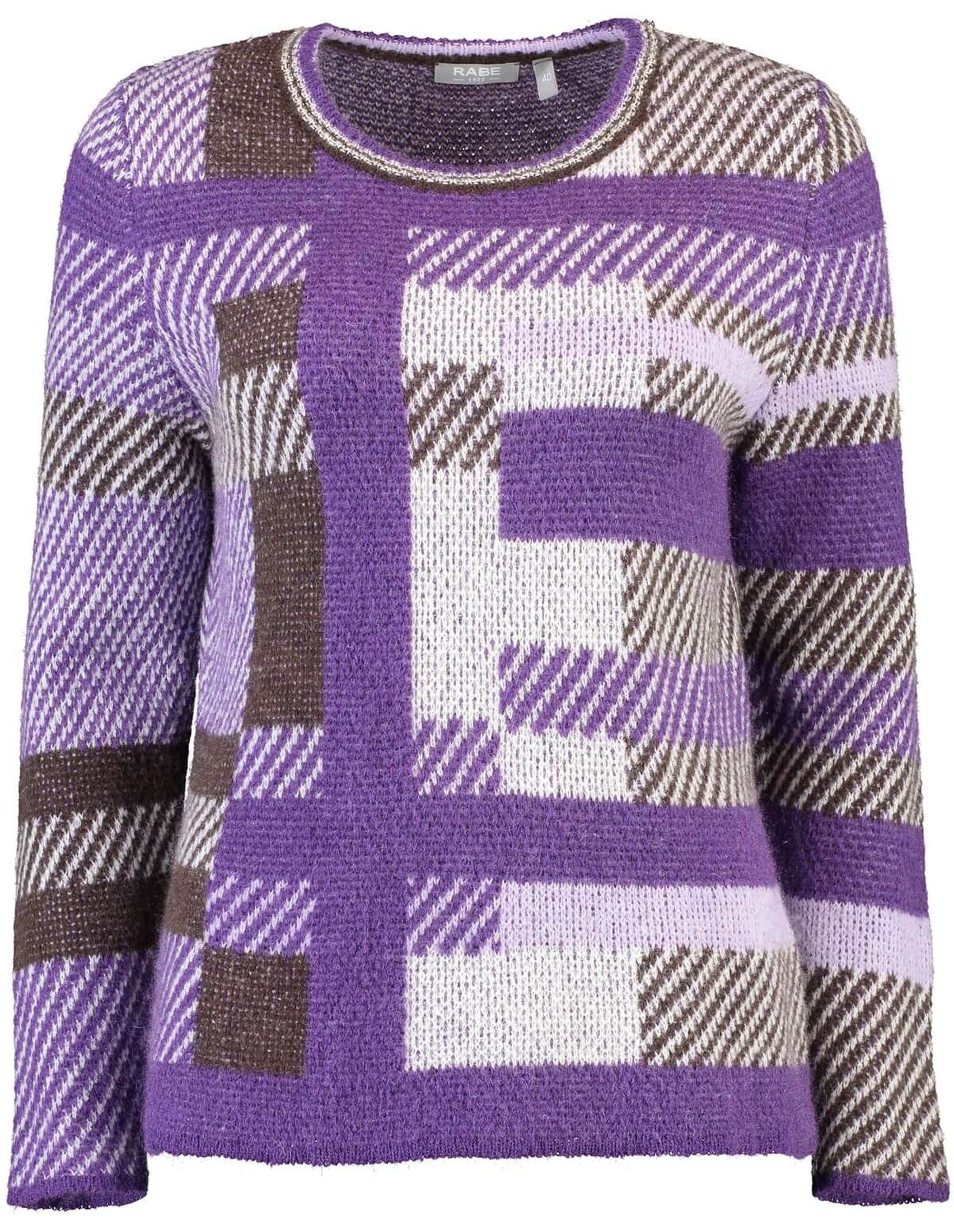 Strickpullover RABE Pullover lila im graphischen Strick-Dessin
