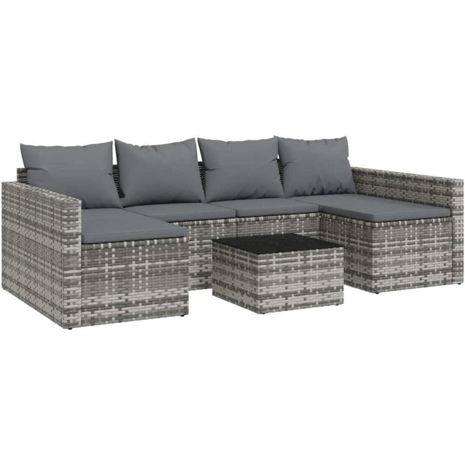 Willood Gartenlounge-Set Gartenmöbel Lounge-Set mit Kissen Braun Poly Rattan