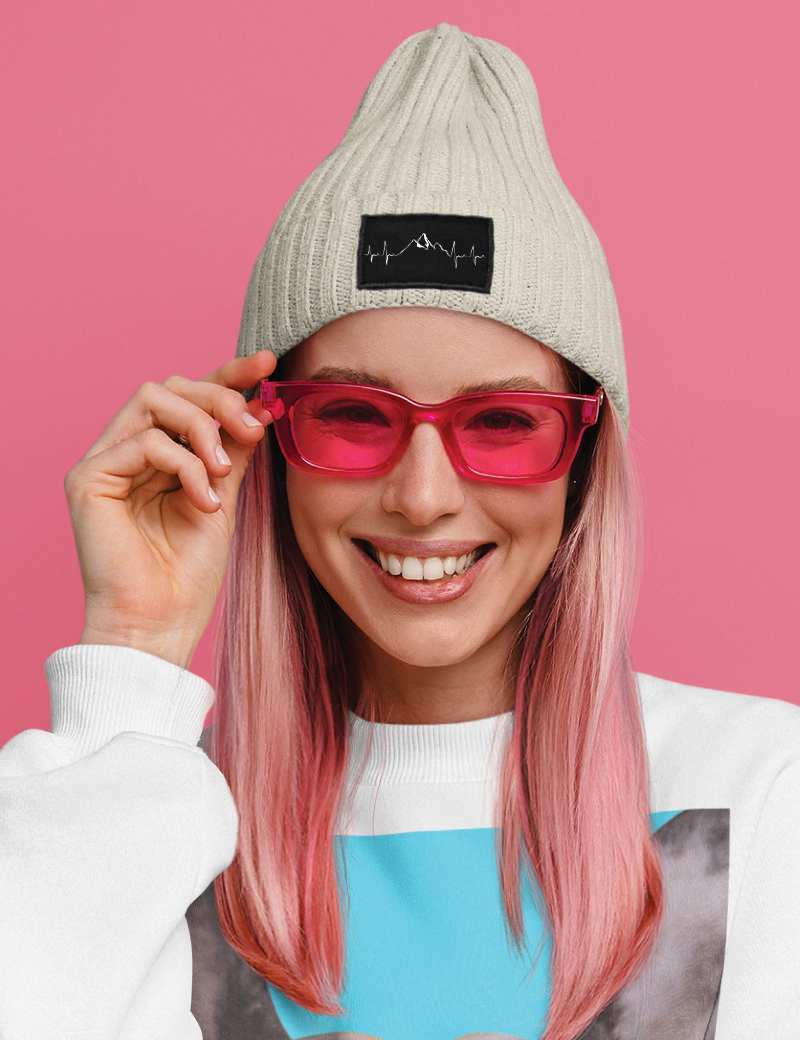 Youth Designz Beanie Unisex Strick Beanie Mütze mit Heartbeat Mountain Aufdruck Geschenk mit lustigen Print für Damen und Herren