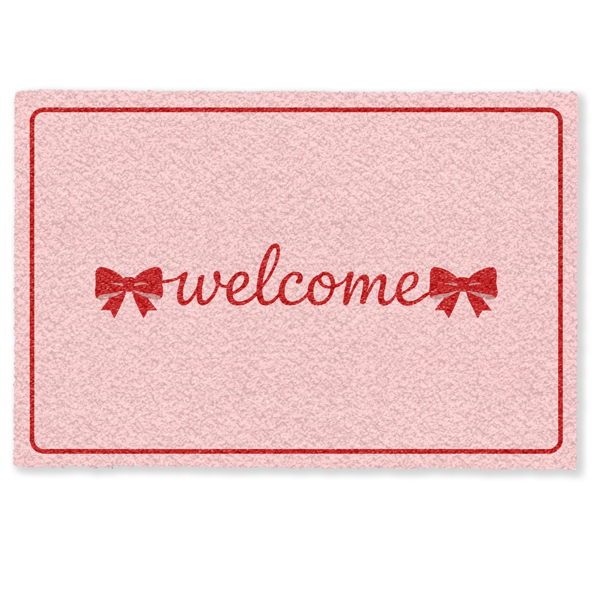 MuchoWow Fußmatte Willkommen - Schleife - Rosa, Rechteckig, innen Schmutzfa günstig online kaufen