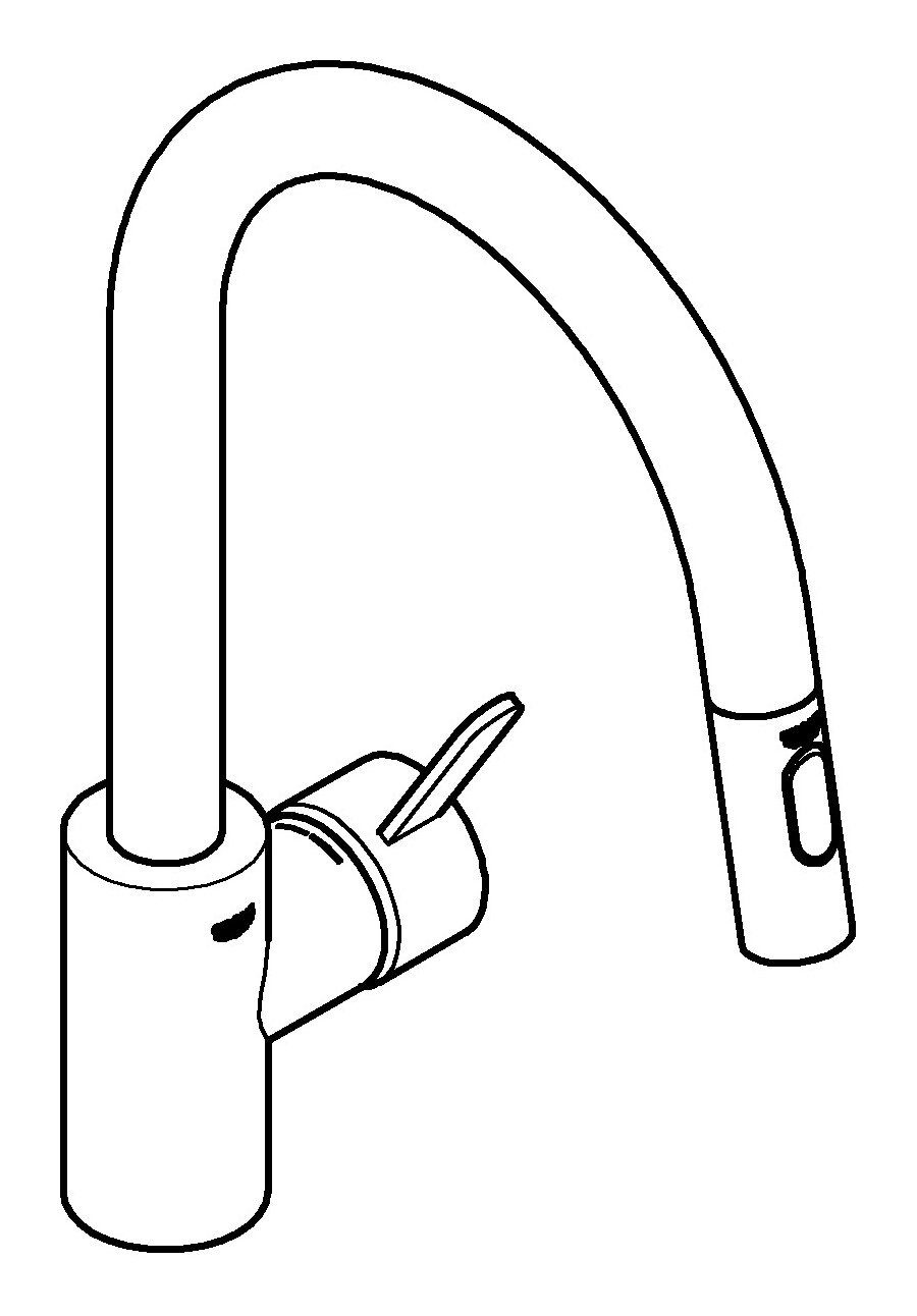 Grohe Küchenarmatur Eurosmart Cosmopolitan Einhand mit ausziehbarer Dual Spülbrause hoher Auslauf - Chrom