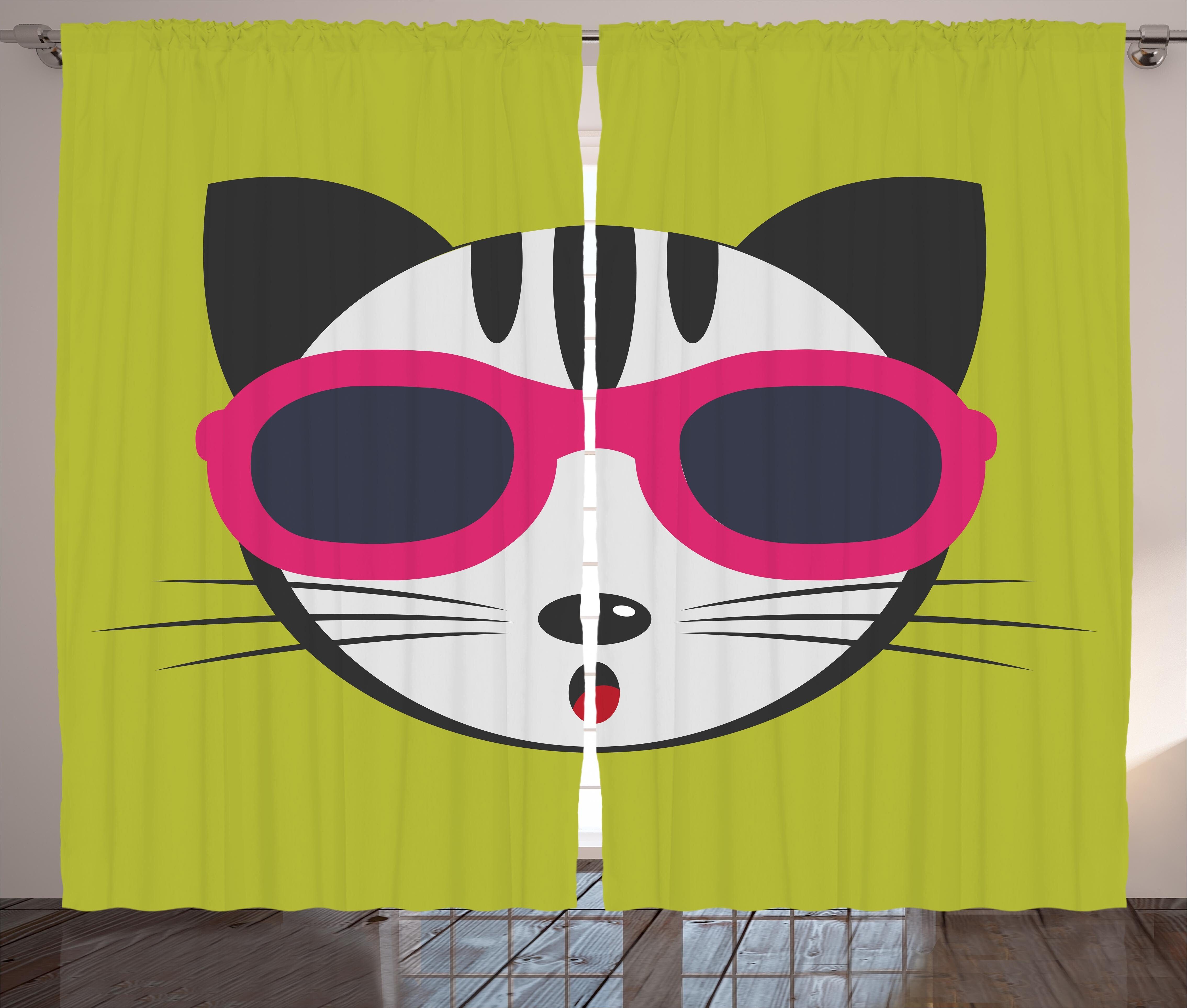 Abakuhaus, Vorhang mit Kräuselband Kitten Haken, Schlaufen Schlafzimmer Gardine Boho und Tier