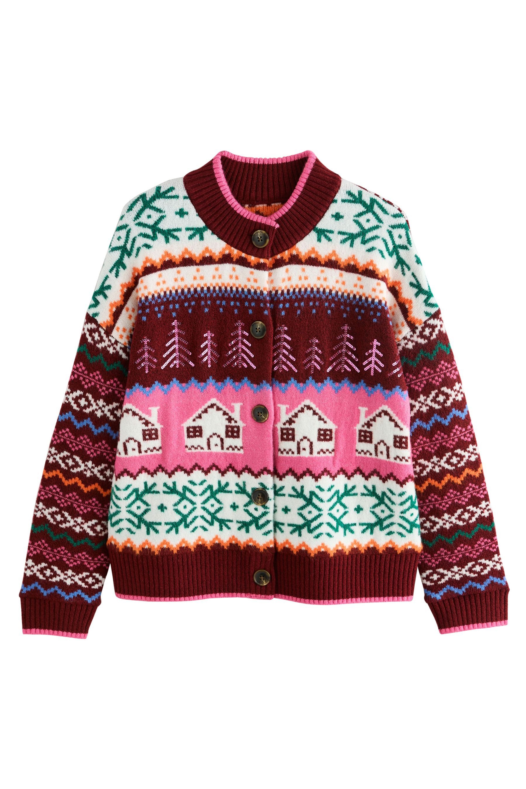 Next Norwegerpullover Weihnachtsstrickjacke mit Norwegermuster (1-tlg)